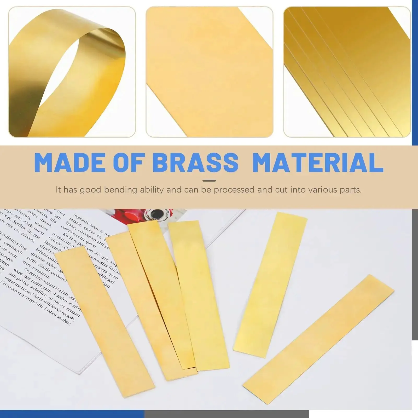 Brass Shim Stock Set, 18 Pcs Rectangular Shims 5.9 x 0.98 Inch With 6 Thicknesses From 0.002 to 0.015 Inch, Brass Strips For Trim Gap Filler, DIY And Industrial Use, Pro Grade - Image 6