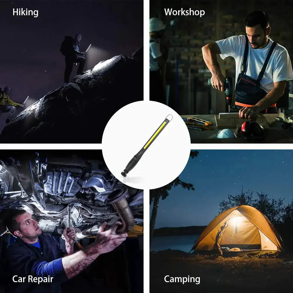 Bright 800 Lumen LED Work Light With Magnetic Base Rechargeable 3300mAh Battery COB Floodlight Hands Free Portable Inspection Light For Car Repair Garage And Emergency Use USB Cable Included Two Pack - Image 2