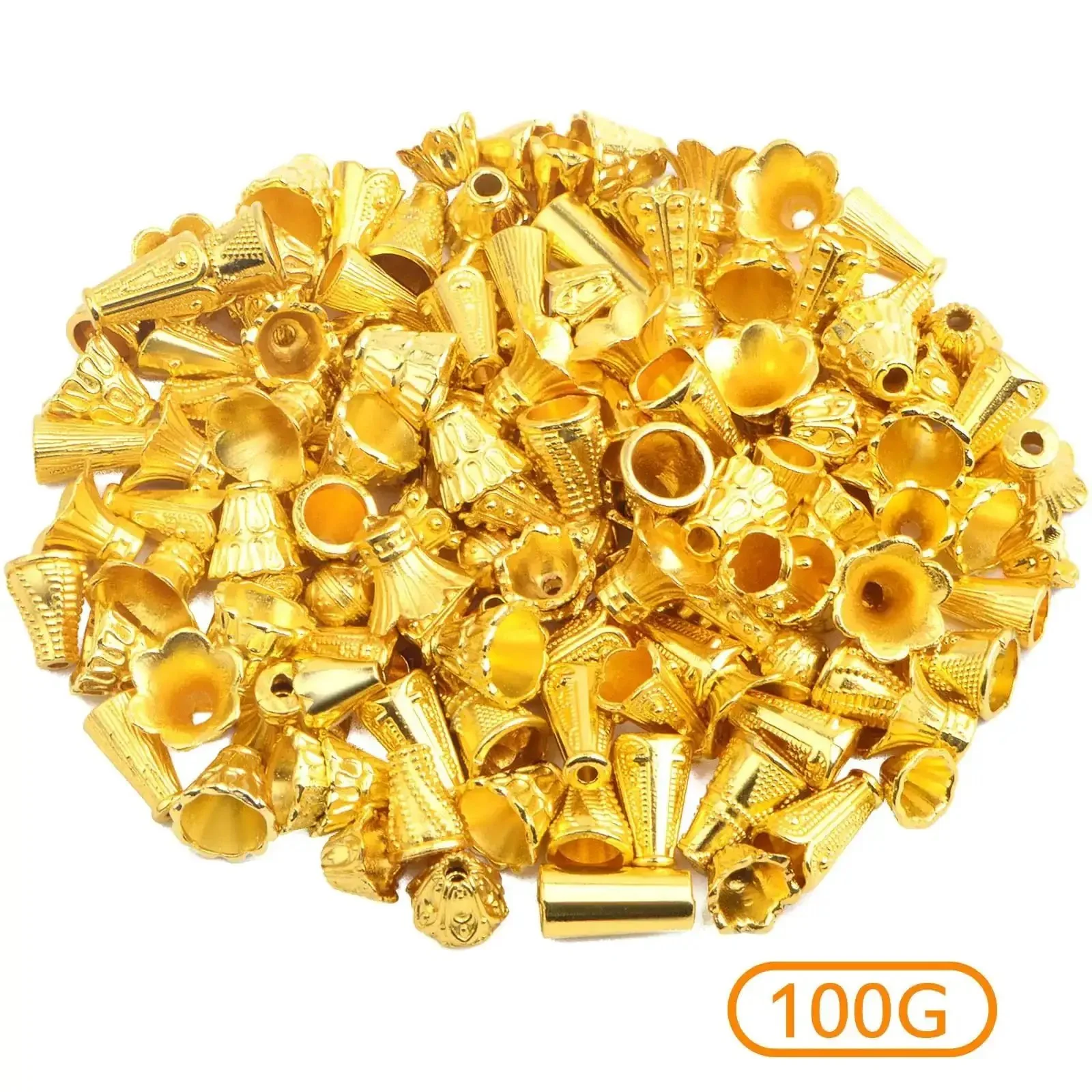 Bright Golden Mixed Flower Spacer Bead Caps Set Alloy Cone Bead Caps Jewelry Findings For DIY Bracelet Necklace Tassel Crafts Decor 100 Gram Pack With About 110 To 150 Pieces Dope For Crafters - Image 7
