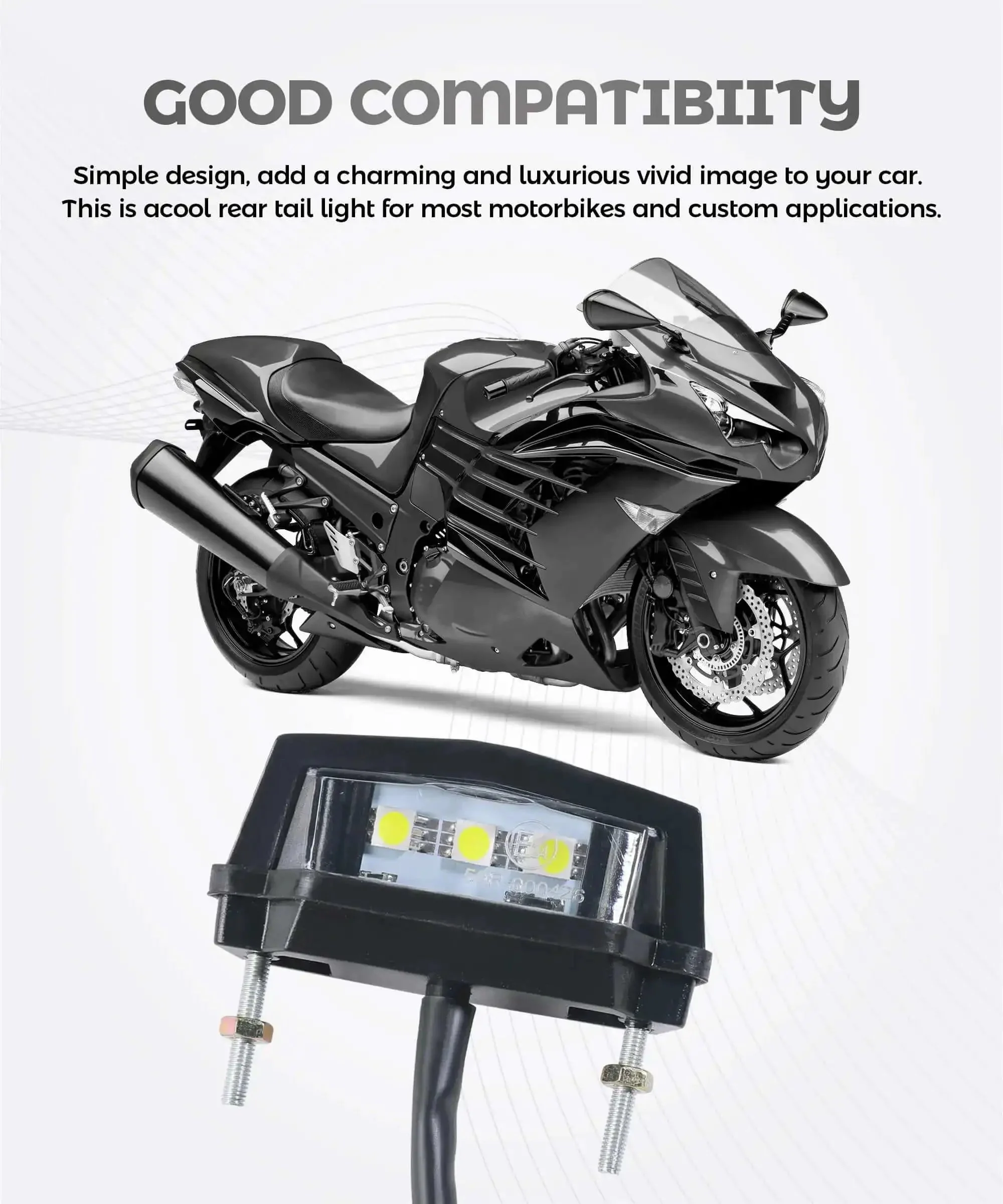 Bright LED Motorcycle License Plate Light Upgrade for Universal Motorbike Waterproof Rear Brake Tail Lamp Assembly Durable Plastic Shell Shockproof and Long Lasting Easy Install Fits a Wide Range of Motorcycle Models Must Have for Bikers - Image 3