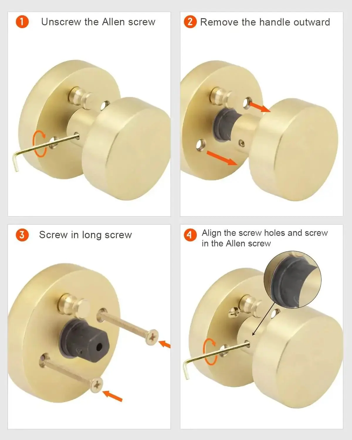 Brushed Gold Privacy Door Knobs Set, Heavy Duty Zinc Alloy Interior Door Knobs For Bedroom And Bathroom, One-Touch Lock With Exterior Emergency Release, Quiet Round Ball Design, Durable Gold Finish, Pack Of 6 - Image 3