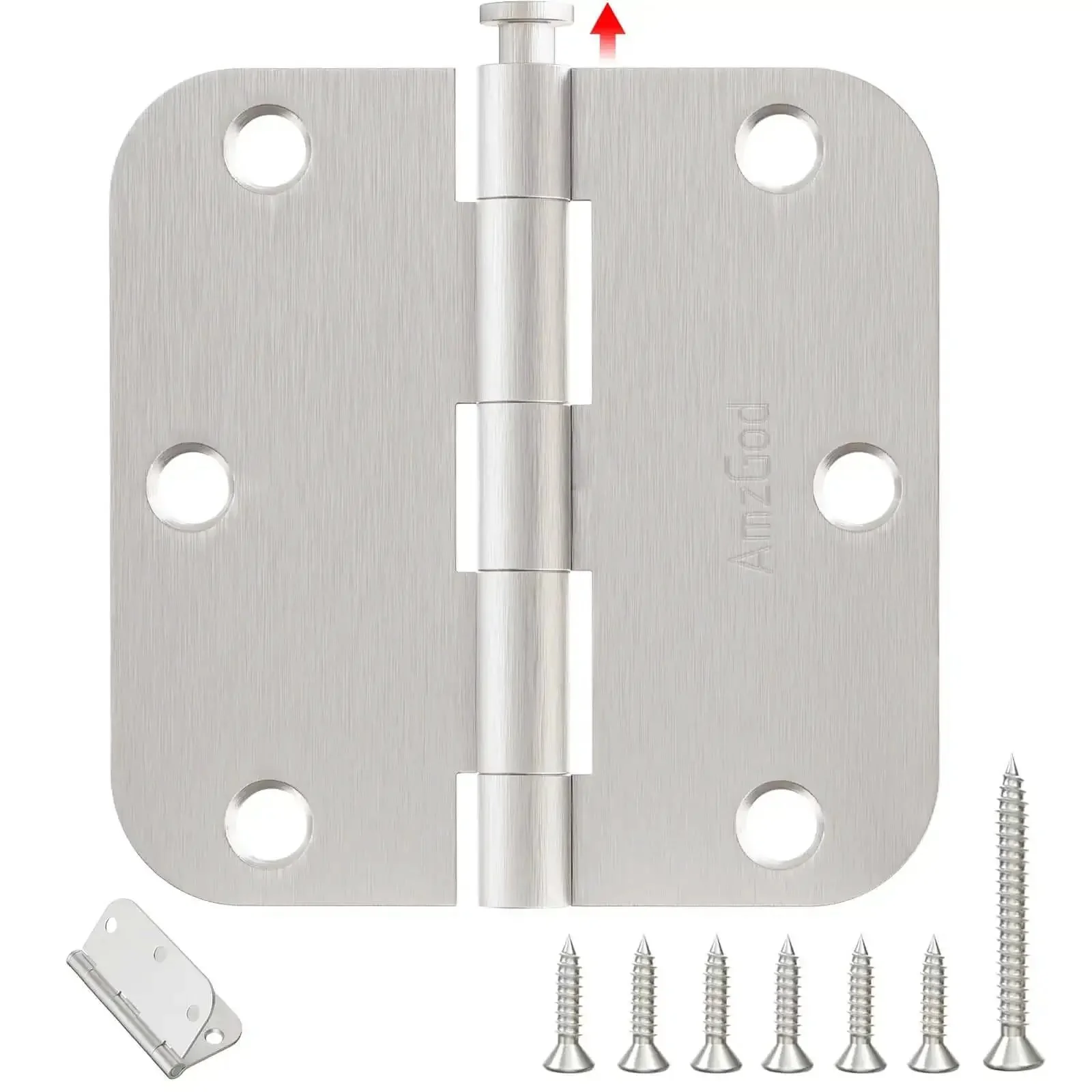 Brushed Nickel Hinges Set 30 Pack Three And A Half Inch Rounded With Five Eighth Radius For Interior And Exterior Doors Beefy And Durable Residential Door Hardware Six Hole Design For Easy Replacements In Wood Or Metal Doors