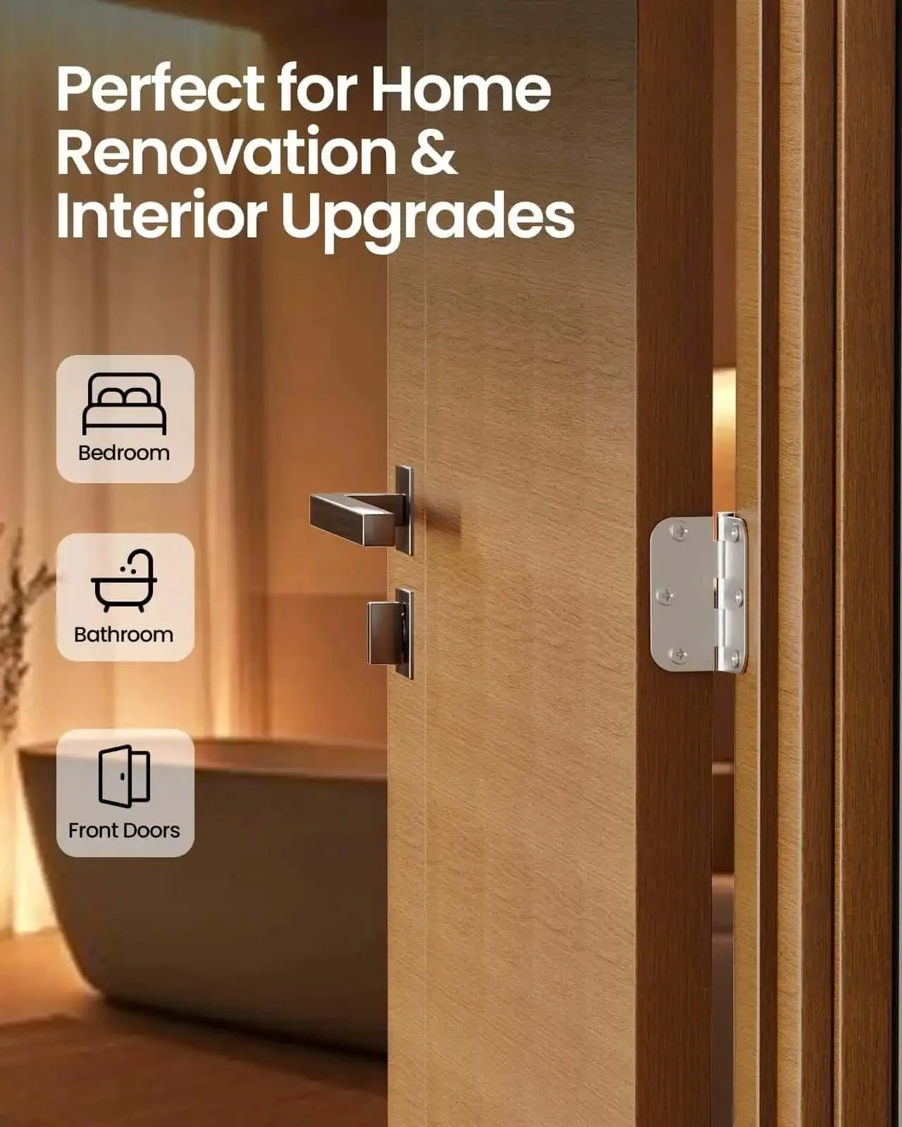 Brushed Nickel Hinges Set 30 Pack Three And A Half Inch Rounded With Five Eighth Radius For Interior And Exterior Doors Beefy And Durable Residential Door Hardware Six Hole Design For Easy Replacements In Wood Or Metal Doors - Image 6