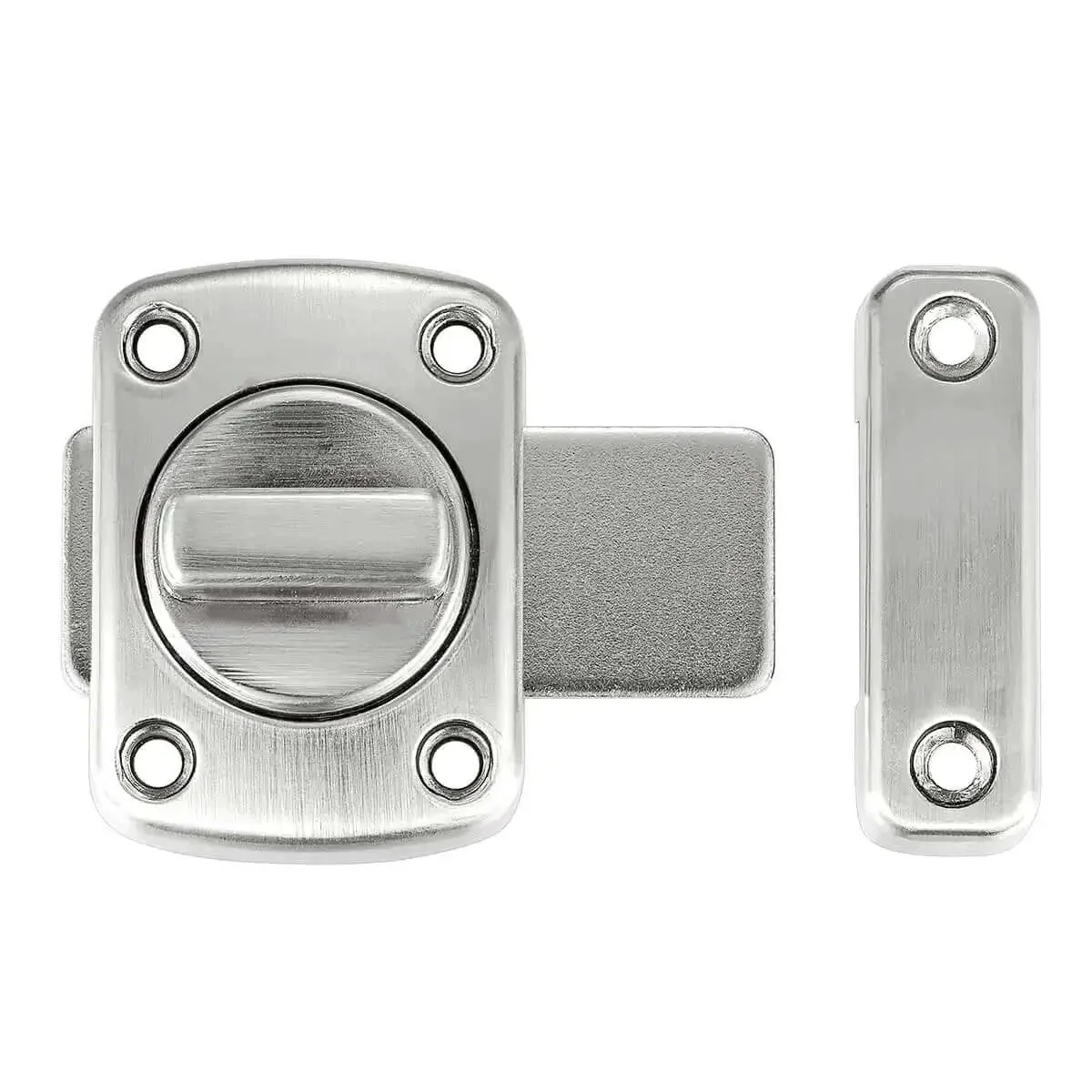 Brushed Silver Rotate Bolt Gate Latches Kit For Doors Cabinets Windows And Pet Doors, Safety Lock Hardware For Home Use, Antique Style Zinc Alloy Construction, Scratch Resistant, Weatherproof, Easy Install For Indoor Outdoor Use - Image 2