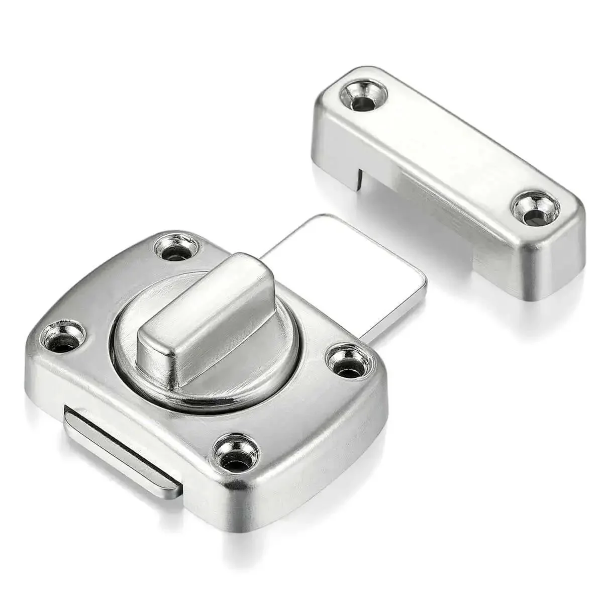 Brushed Silver Rotate Bolt Gate Latches Kit For Doors Cabinets Windows And Pet Doors, Safety Lock Hardware For Home Use, Antique Style Zinc Alloy Construction, Scratch Resistant, Weatherproof, Easy Install For Indoor Outdoor Use - Image 6