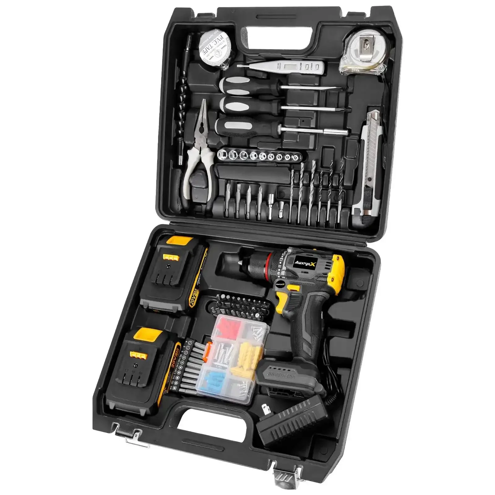 Brushless 20V Cordless Drill Set With 2 Batteries Lightweight 1.8 Pound Tool 60 Nm Peak Torque 531 Inch Pound Compact Household DIY Kit 135 Piece With Bits And Case Ideal For Daily Home Repairs And Projects - Image 2