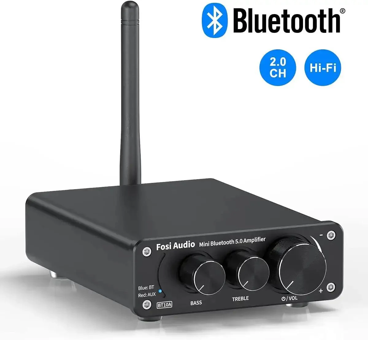 BT10A Bluetooth 5.0 Stereo Amplifier Receiver 2 Channel Class D Mini Hi Fi Integrated Amp For Home Passive Speakers 50W x 2 With Bass And Treble Control Compact Dope Sound For Your Home Audio Setup - Image 2
