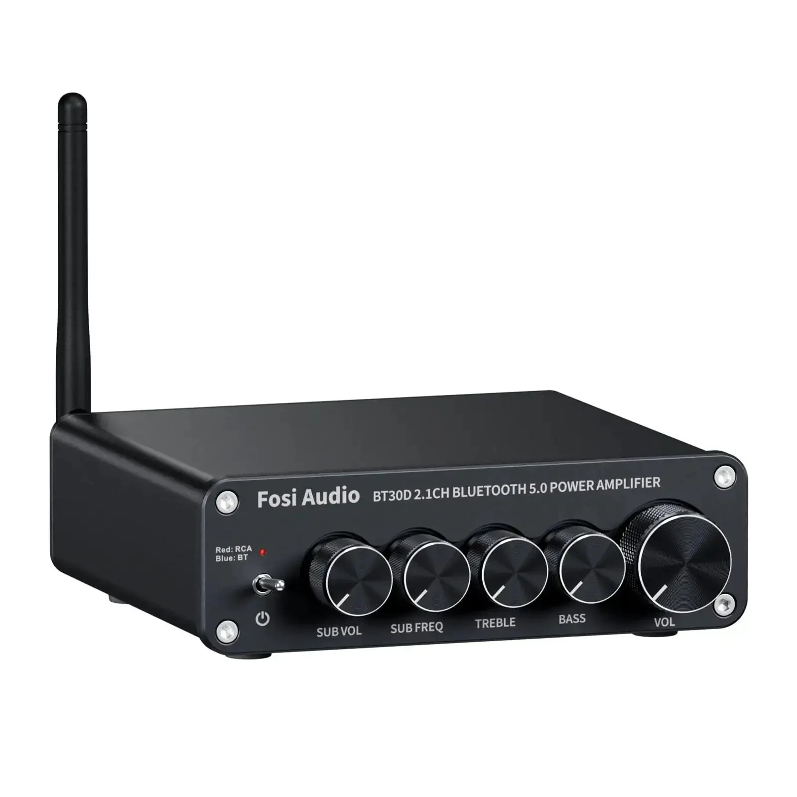 BT30D Bluetooth 5.0 2.1 Channel Stereo Receiver Amplifier Mini Hi Fi Class D Integrated Amp 50 Watt X2 Plus 100 Watt Subwoofer Power For Home And Outdoor Passive Speakers Beefy Sound