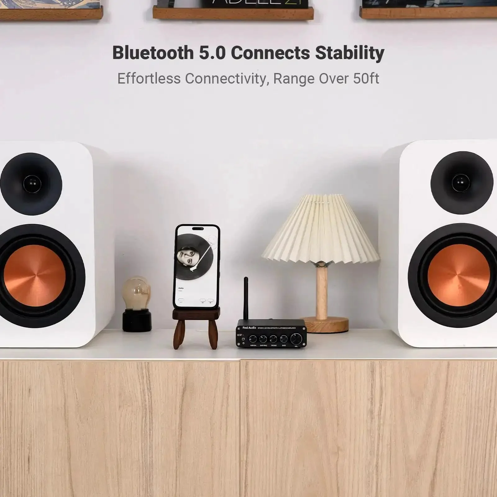 BT30D Bluetooth 5.0 2.1 Channel Stereo Receiver Amplifier Mini Hi Fi Class D Integrated Amp 50 Watt X2 Plus 100 Watt Subwoofer Power For Home And Outdoor Passive Speakers Beefy Sound - Image 5