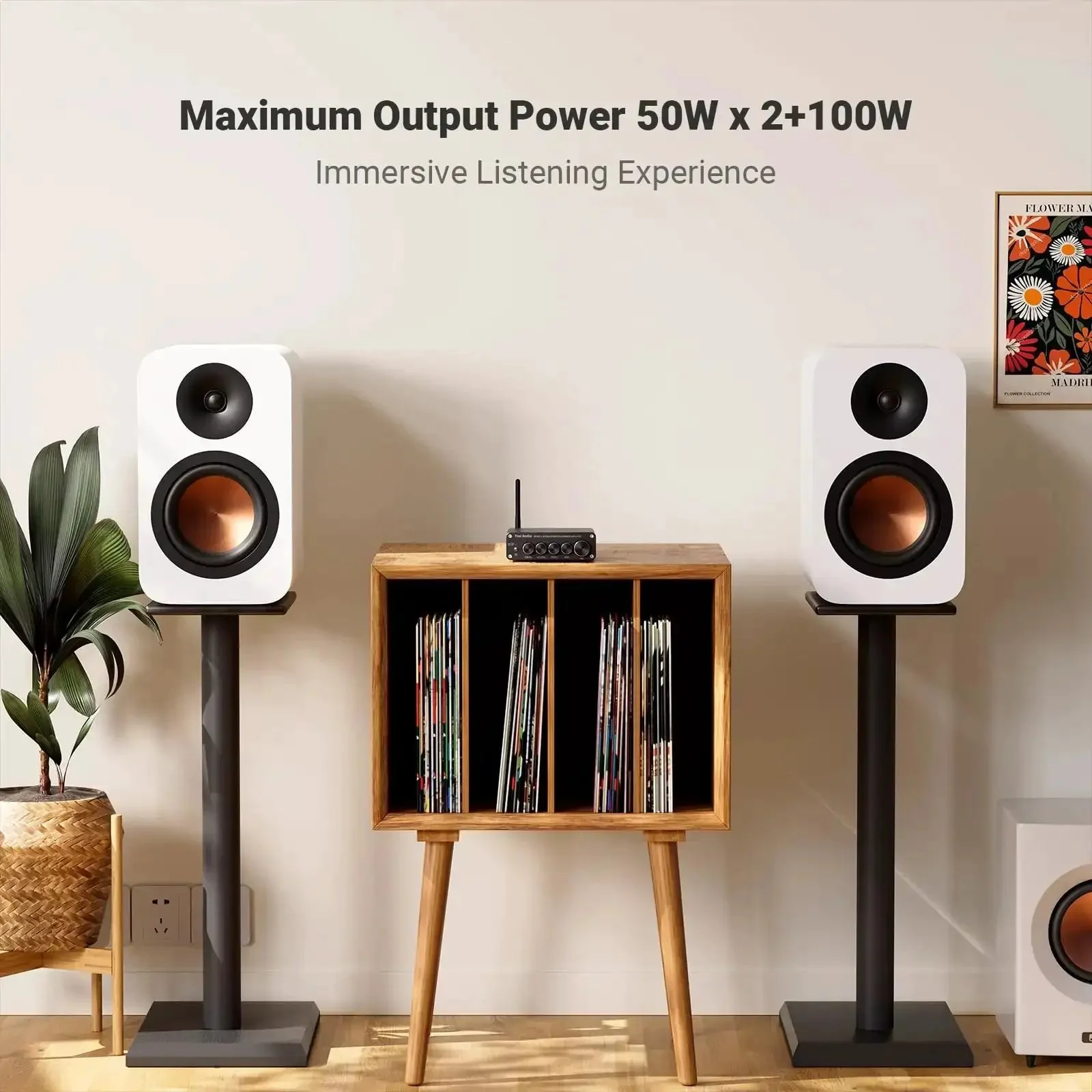 BT30D Bluetooth 5.0 2.1 Channel Stereo Receiver Amplifier Mini Hi Fi Class D Integrated Amp 50 Watt X2 Plus 100 Watt Subwoofer Power For Home And Outdoor Passive Speakers Beefy Sound - Image 7