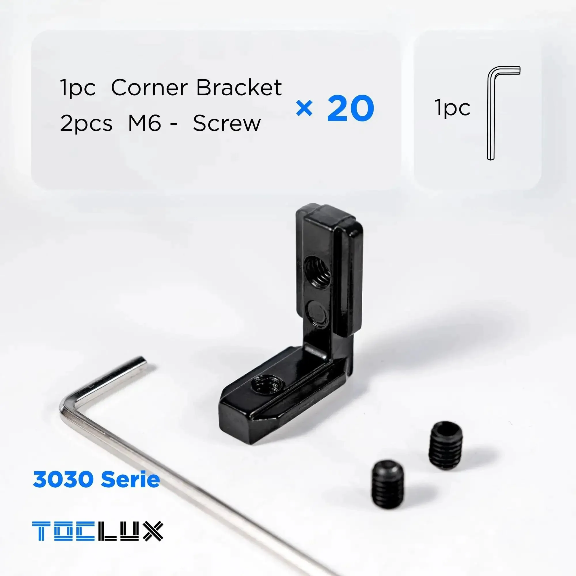 Built Tough 3030 Interior Corner Connector Kit For 30 Series Aluminum Extrusion With L Shape Inside Bracket 8mm T Slot Accessories Zinc Alloy Nickel Plated For Strong Rust Resistant Connections - Image 7