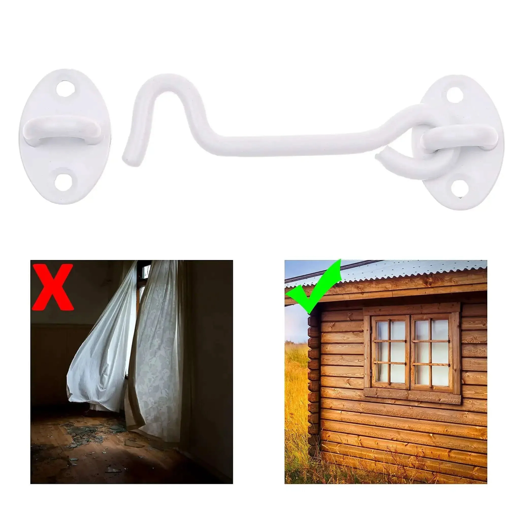 Built Tough 4 Inch Heavy Duty Hook And Eye Latch For Barn Doors And More, Powder Coated Stainless Steel Security Latch With 4 Mounting Screws, White Finish For Doors Windows Gates Sheds Fences Cabinets - Image 4
