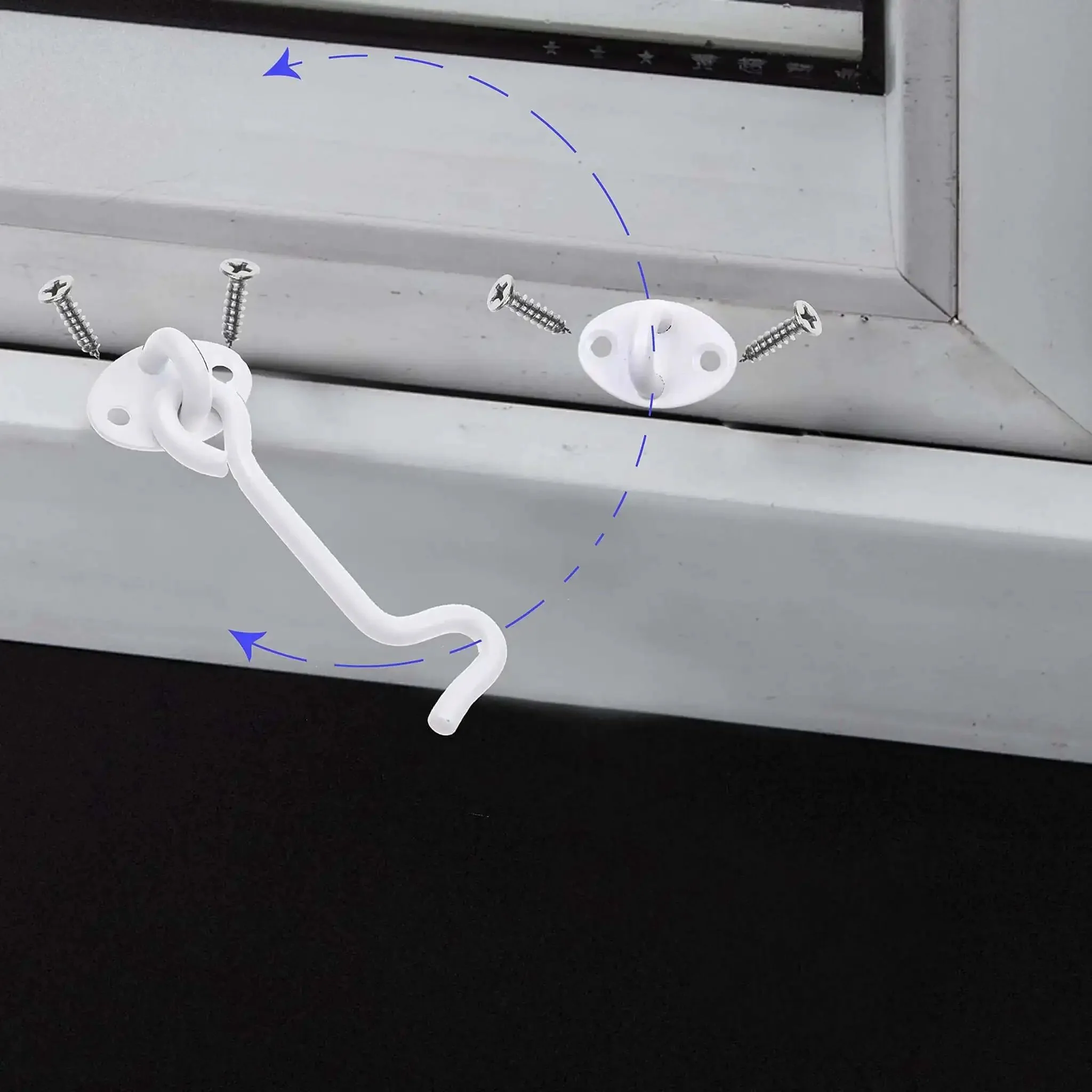 Built Tough 4 Inch Heavy Duty Hook And Eye Latch For Barn Doors And More, Powder Coated Stainless Steel Security Latch With 4 Mounting Screws, White Finish For Doors Windows Gates Sheds Fences Cabinets - Image 5