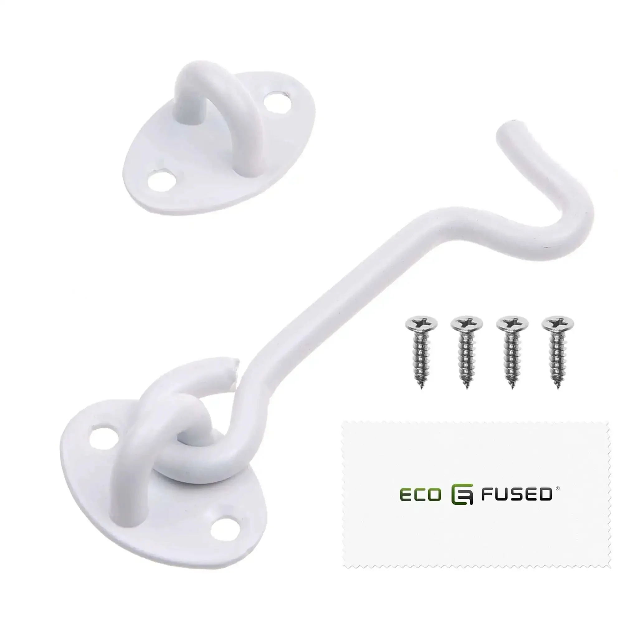 Built Tough 4 Inch Heavy Duty Hook And Eye Latch For Barn Doors And More, Powder Coated Stainless Steel Security Latch With 4 Mounting Screws, White Finish For Doors Windows Gates Sheds Fences Cabinets - Image 7