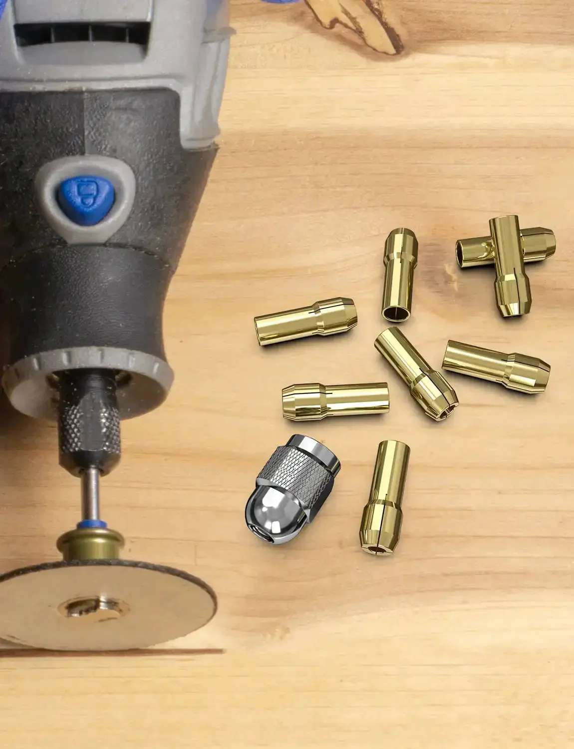 Built Tough Brass Collet Set For Rotary Tools, 10 Piece Quick Change Nut Kit For 4485 Style, Includes 1/8, 3/32, 1/16, And 1/32 Inch Collets For Fast Secure Bit Swaps - Image 2