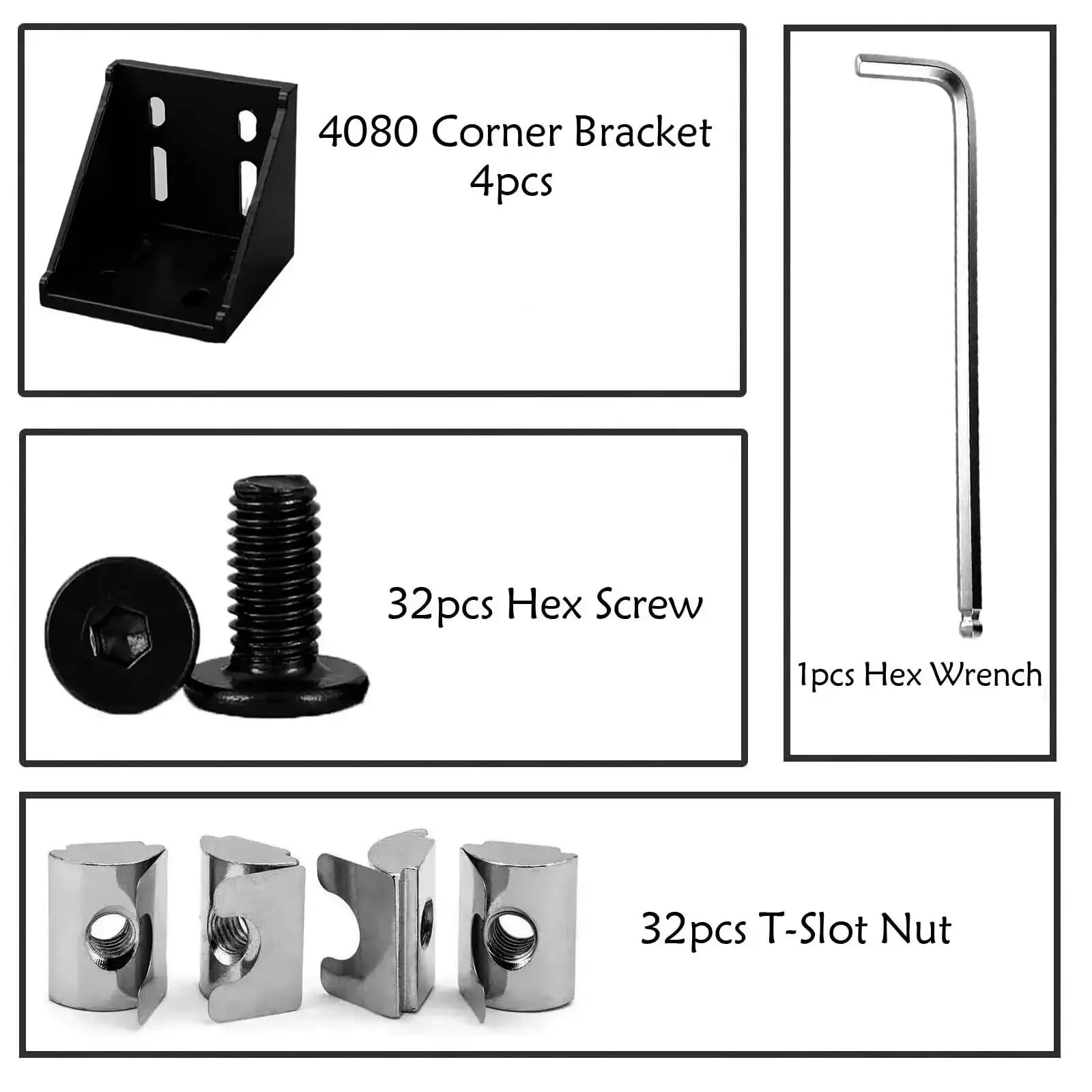 Built Tough Corner Bracket Connector Set For 4080 And 8080 Aluminum Extrusion, 90 Degree Solid Brackets, 4 Pack With M8 T Nuts, Galvanized Carbon Steel, Rust Resistant, Heavy Duty Corner Support For 8mm Slot - Image 5