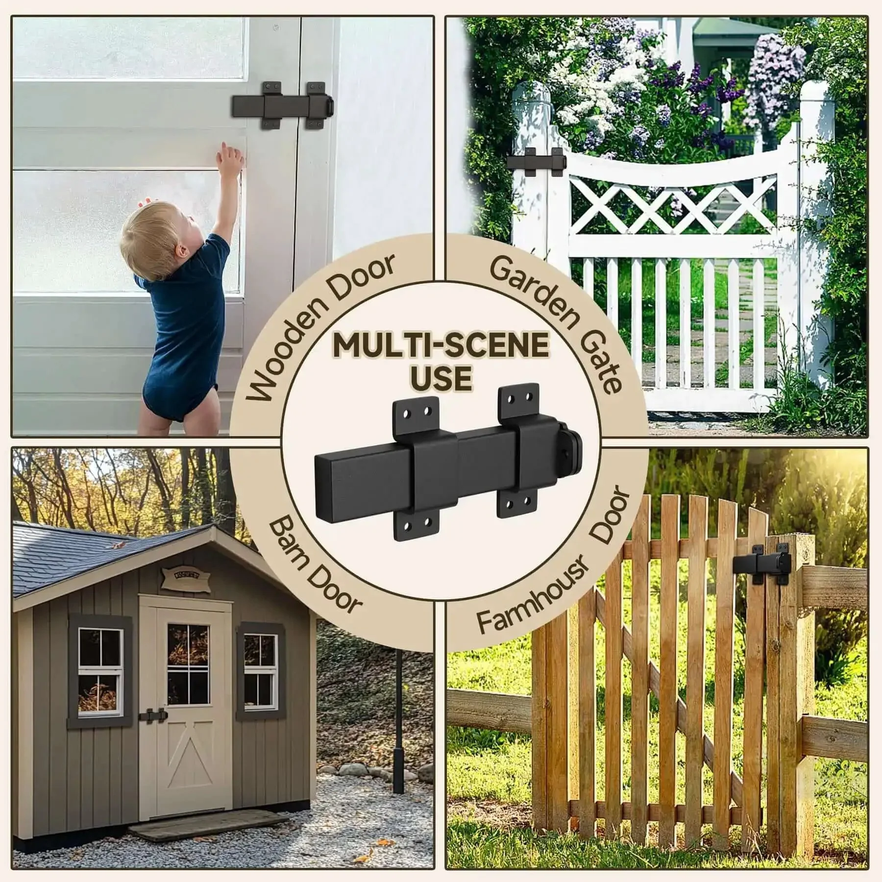 Built Tough Gate Latch With Padlock Hole, Adjustable Barn Door Lock For Wooden Fences, Fence Gates, Courtyard, Shed, Cabinets, Farmhouse Style Outdoor And Indoor Doors, Rustproof Steel Construction - Image 3