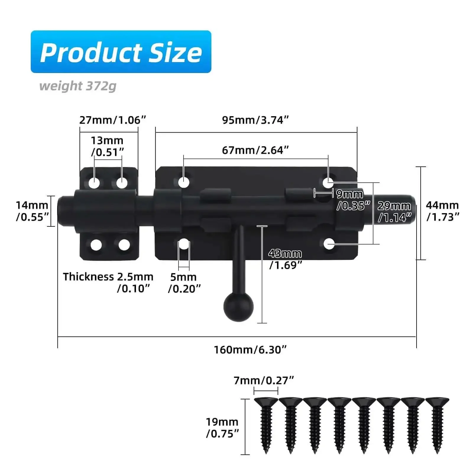 Built Tough Heavy Duty 6.3 Inch Barrel Bolt Latch Sliding Gate Lock 304 Stainless Steel Black Finish Weatherproof Rust Resistant For Indoor And Outdoor Doors Shed Gates 1 Pack - Image 7