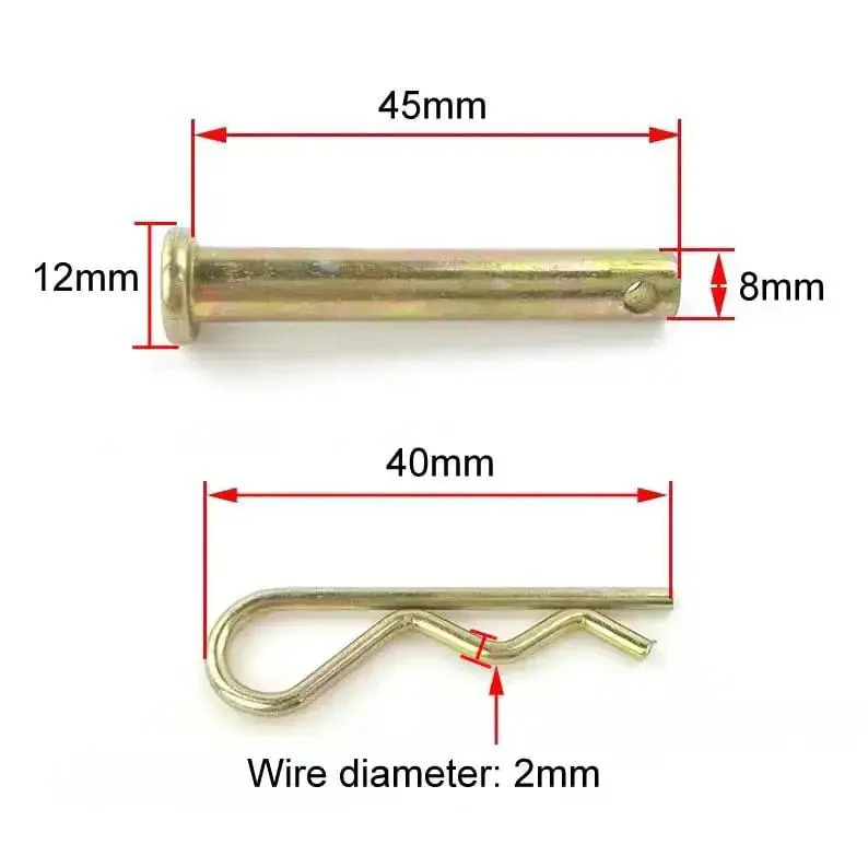 Built Tough Heavy Duty Carbon Steel Single Hole Clevis Pins 8mm X 45mm With R Shaped Spring Cotter Pins And Flat Head For Mower And Tractor Fasteners Zinc Plated For Rust Resistance Reusable Hardware - Image 4