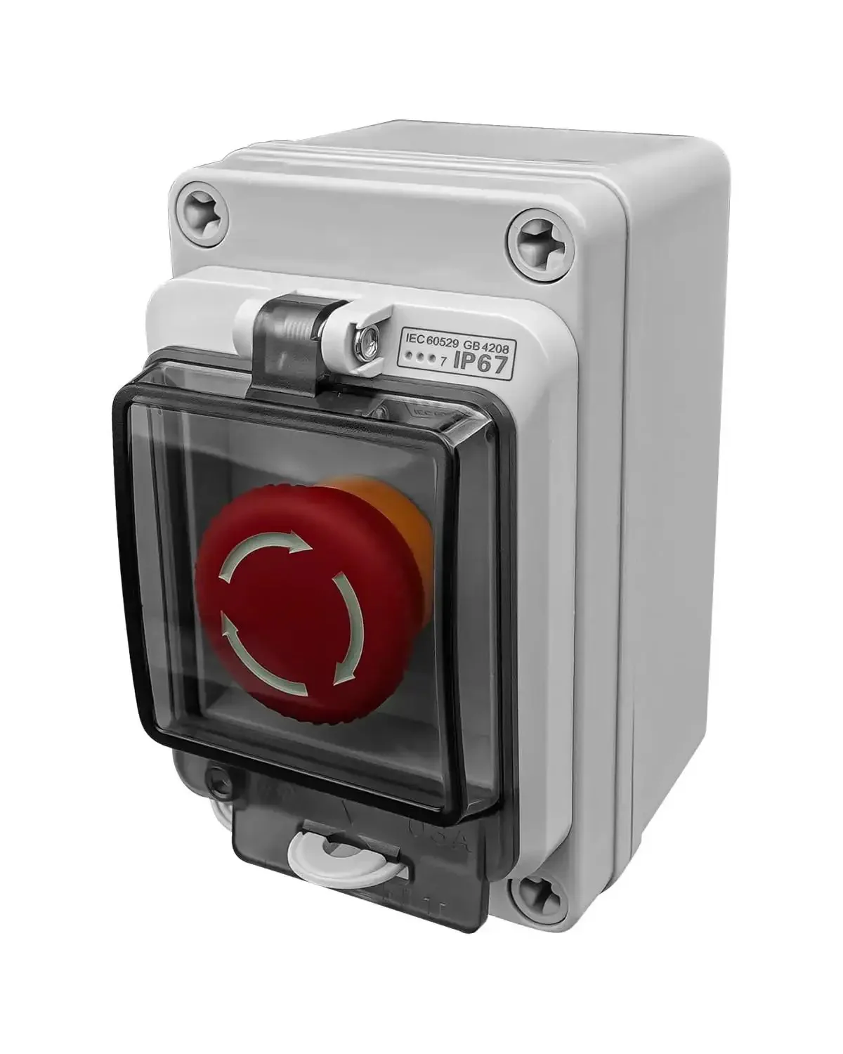 Built Tough Heavy Duty Emergency Stop Button With Waterproof Enclosure For Outdoor Use 660V 10A E Stop Switch Box IP67 1NO 1NC Contacts Industrial Safety Switch For Machines Production Lines