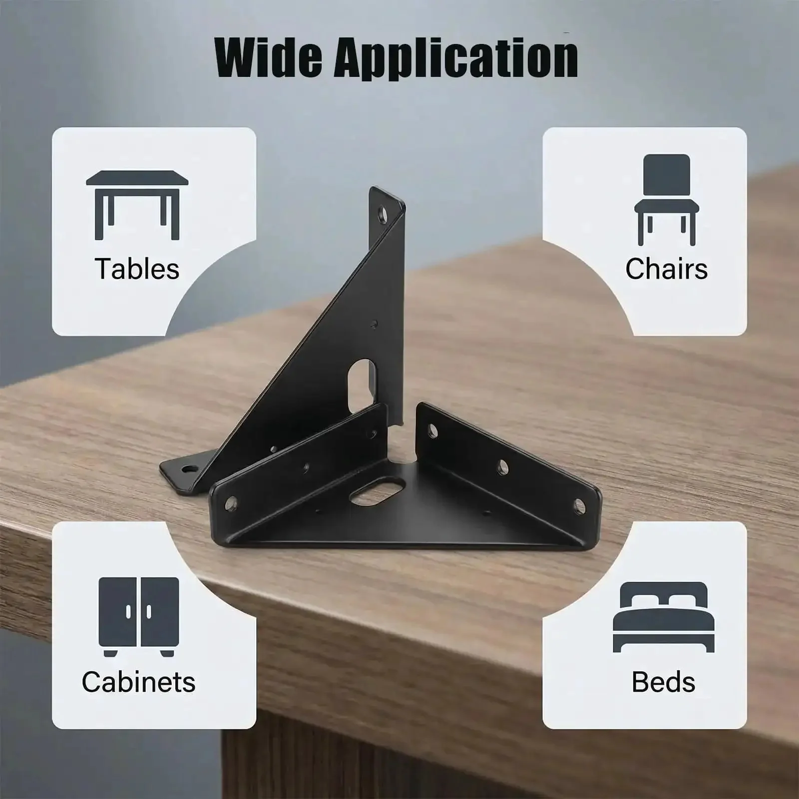 Built Tough Heavy Duty Gusset Joint Set Four Pieces For Invisible Corner Reinforcement And Shelf Support Metal Bracket Corner Brace Fasteners For Tables Chairs Cabinets And Beds Black - Image 4