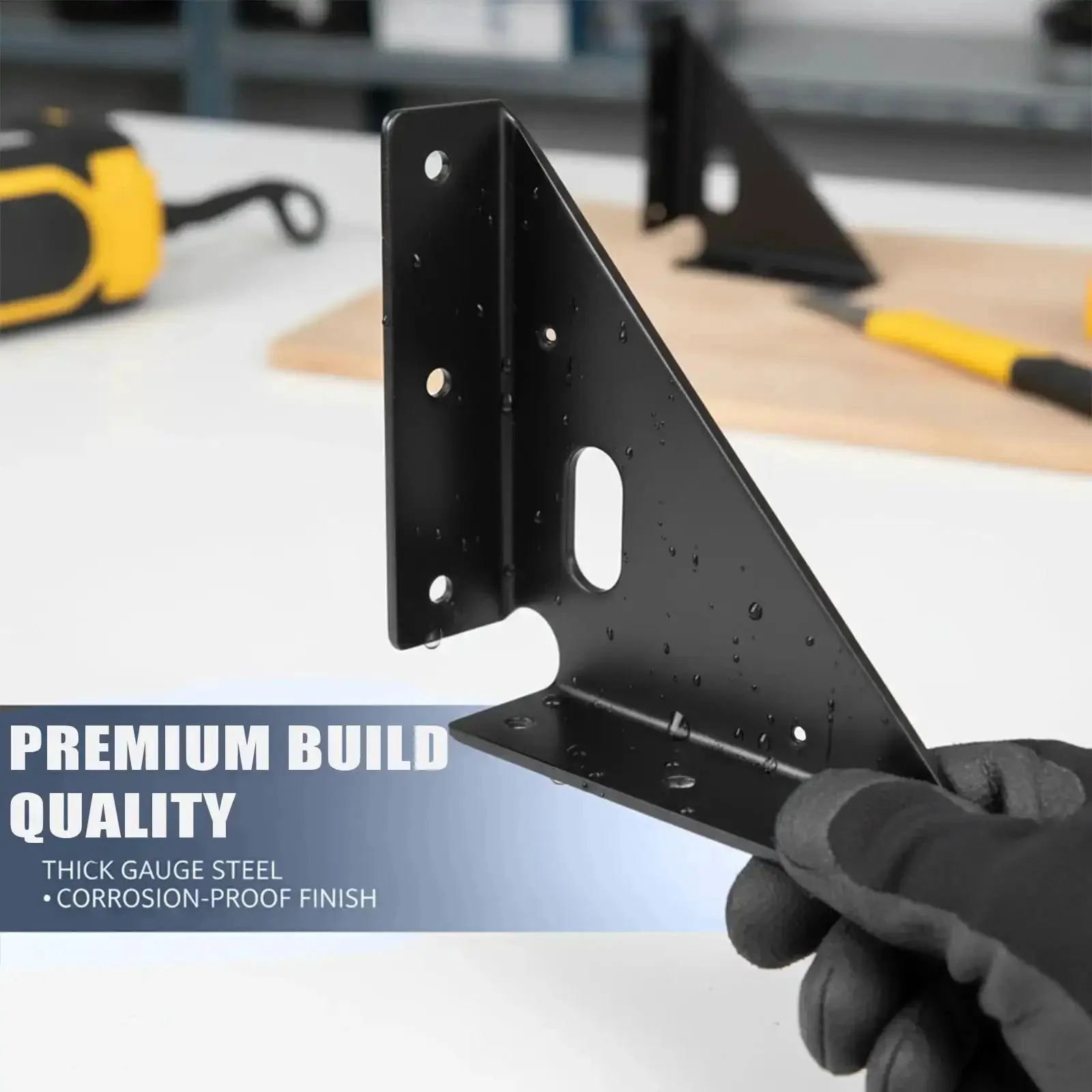 Built Tough Heavy Duty Gusset Joint Set Four Pieces For Invisible Corner Reinforcement And Shelf Support Metal Bracket Corner Brace Fasteners For Tables Chairs Cabinets And Beds Black - Image 6