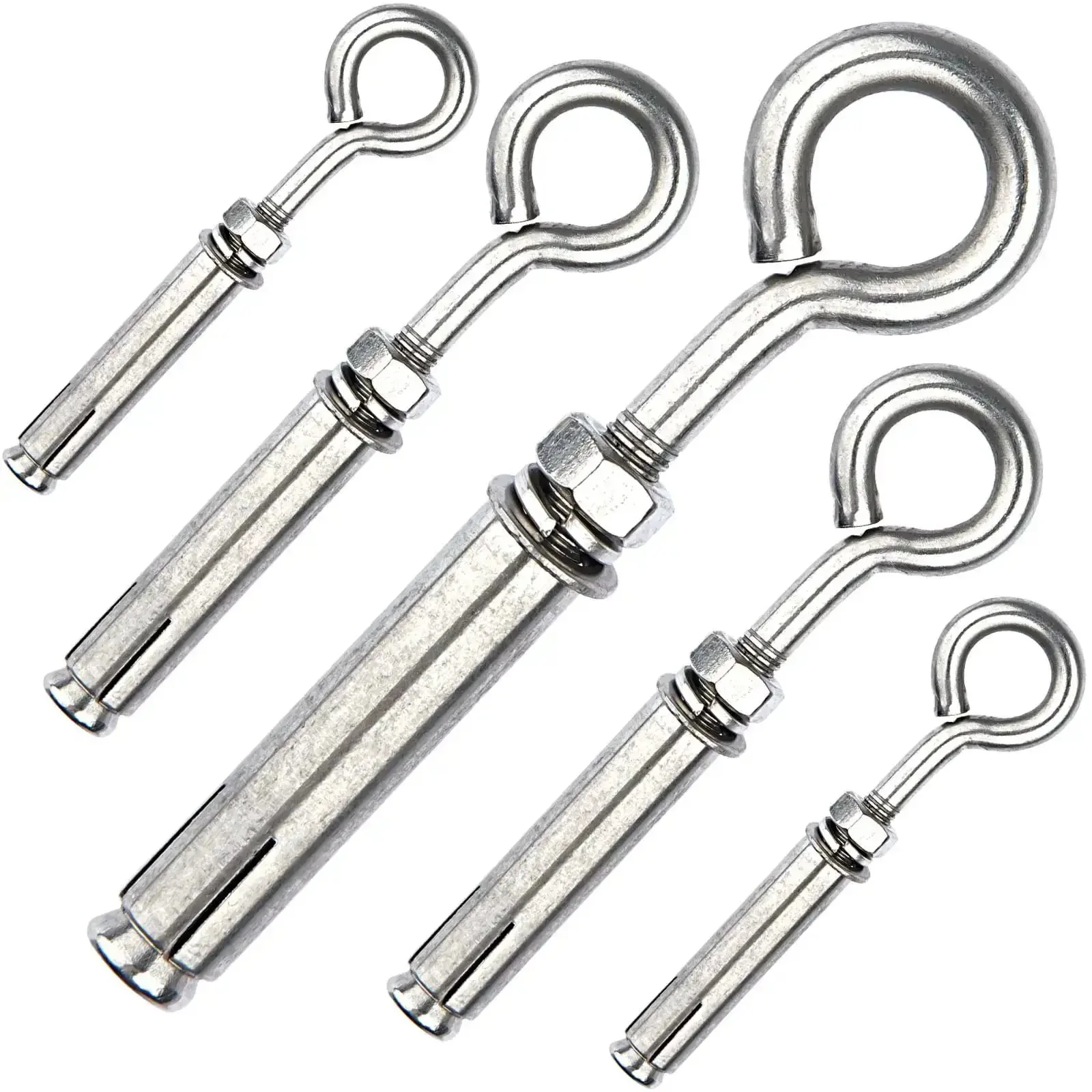 Built Tough Heavy Duty M6 Eyebolts Set In Stainless Steel For Wall, Ceiling And Concrete Anchors Expansion Screws With Nut, Rustproof Eye Bolts For Masonry And Construction Projects, 10 Pack - Image 5
