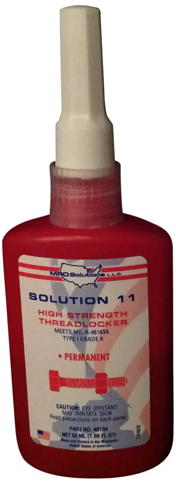 Built Tough High Strength Red Threadlocker For Locking And Sealing Fasteners Up To 1 Inch, Anaerobic Liquid In 50ml Bottle, Grade R, Permanent Bond, Quick Fixture Time 5-15 Min, 2 Hour Working Time, 24 Hour Full Strength, Made In USA