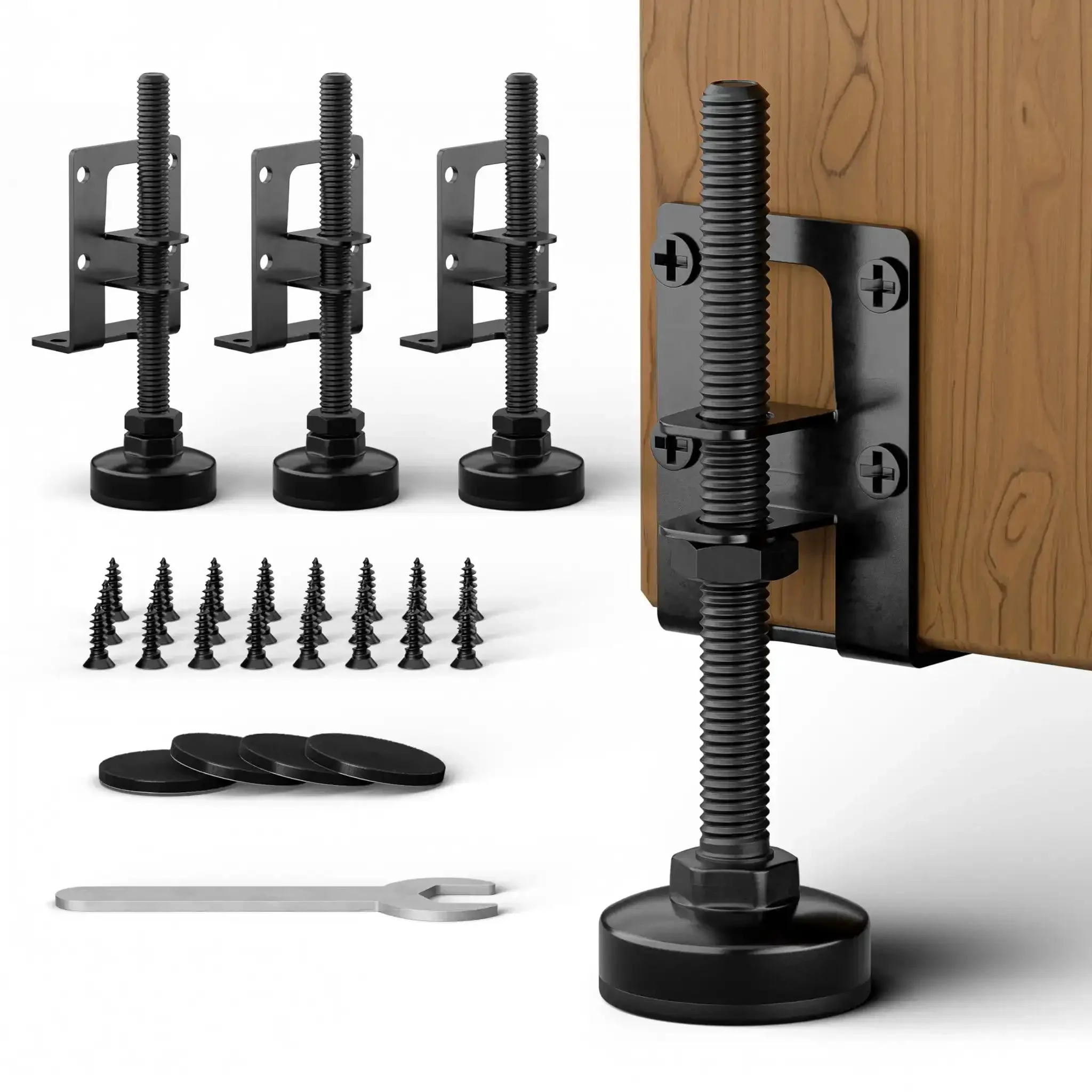 Built Tough L Shaped Furniture Leveling Feet With Adjustable Height Up To 3.5 Inches, 4 Pack Screw On Levelers, 330 Lbs Per Foot, Great For Sofas, Beds, Cabinets On Uneven Floors