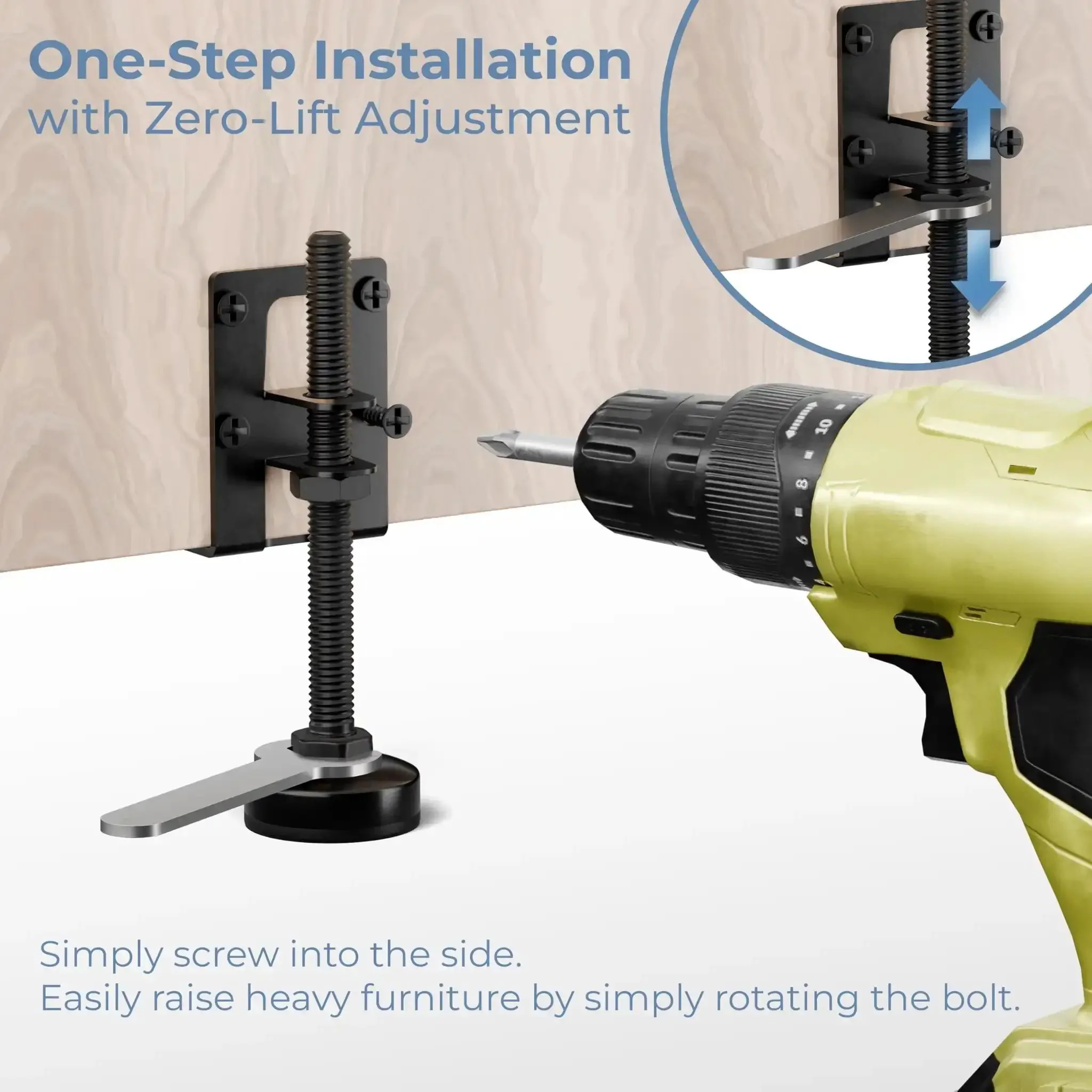 Built Tough L Shaped Furniture Leveling Feet With Adjustable Height Up To 3.5 Inches, 4 Pack Screw On Levelers, 330 Lbs Per Foot, Great For Sofas, Beds, Cabinets On Uneven Floors - Image 2