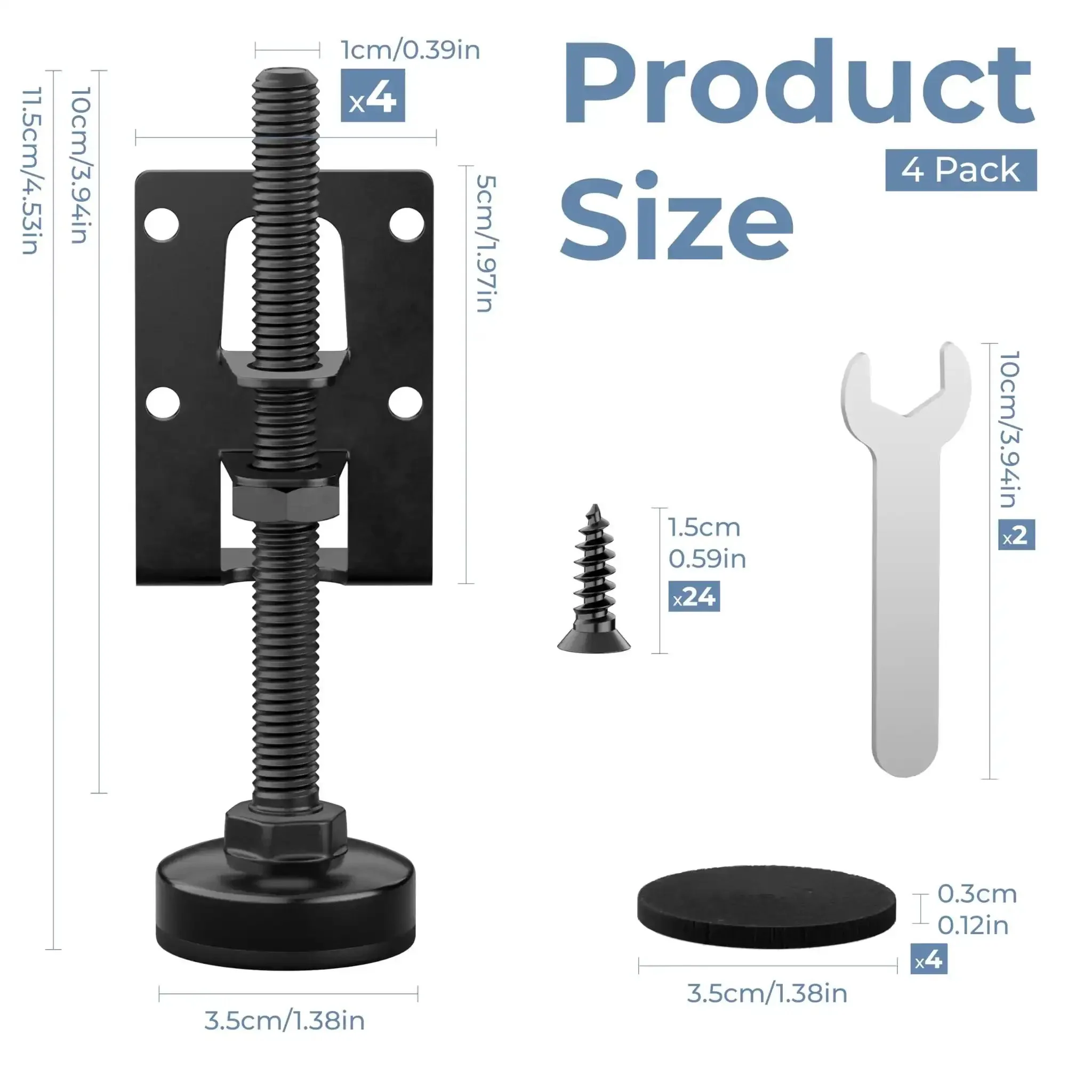 Built Tough L Shaped Furniture Leveling Feet With Adjustable Height Up To 3.5 Inches, 4 Pack Screw On Levelers, 330 Lbs Per Foot, Great For Sofas, Beds, Cabinets On Uneven Floors - Image 5