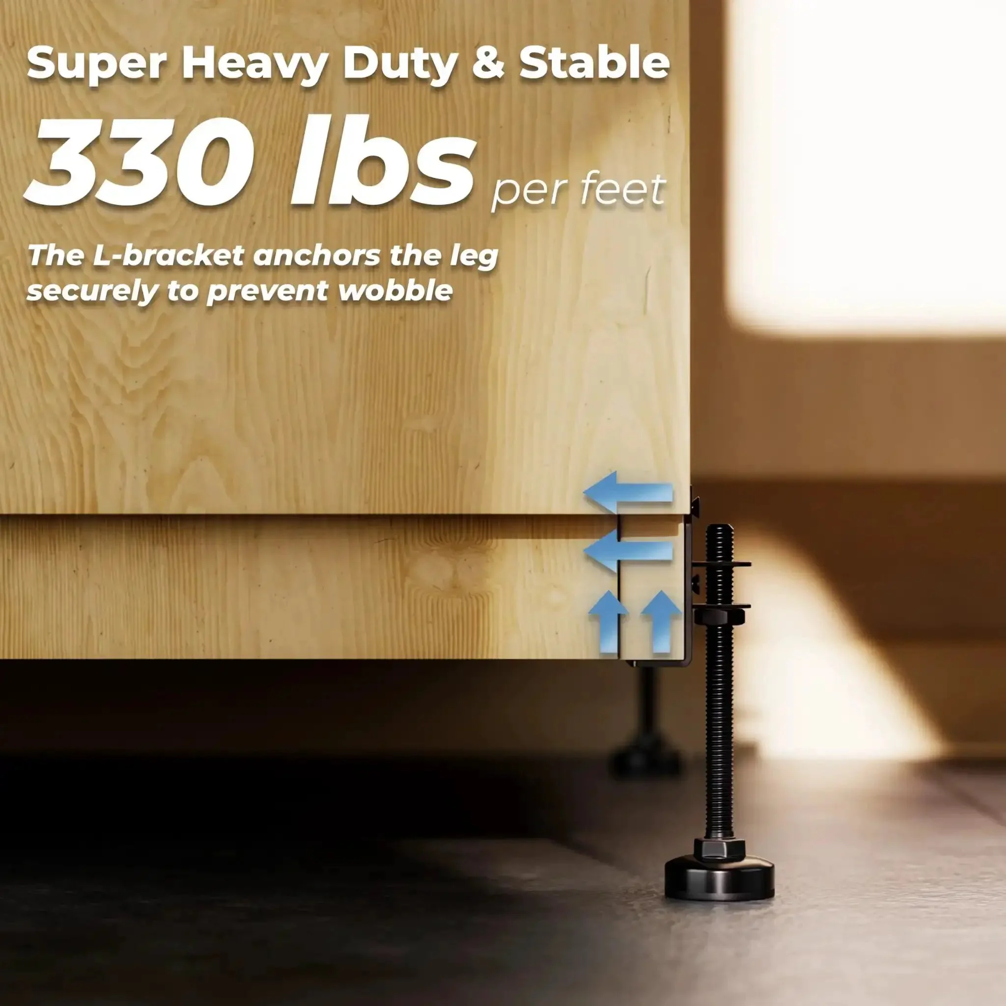 Built Tough L Shaped Furniture Leveling Feet With Adjustable Height Up To 3.5 Inches, 4 Pack Screw On Levelers, 330 Lbs Per Foot, Great For Sofas, Beds, Cabinets On Uneven Floors - Image 6