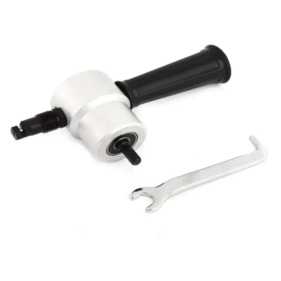 Built Tough Nibbler Cutter Drill Attachment For Metal Sheets Brass Aluminum Stainless Steel, Precise 7.4mm Cutting Diameter And 27mm Hole, Black Silver Tone, Compact 7x2x3 Inches, 437g