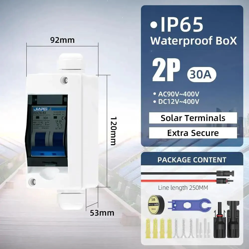 Built Tough Outdoor Solar Panel Disconnect Switch 30 Amp 400V Breaker Box With IP65 Waterproof Enclosure For PV DC Miniature Circuit Breaker And Off Grid Rooftop Solar Power Systems - Image 5