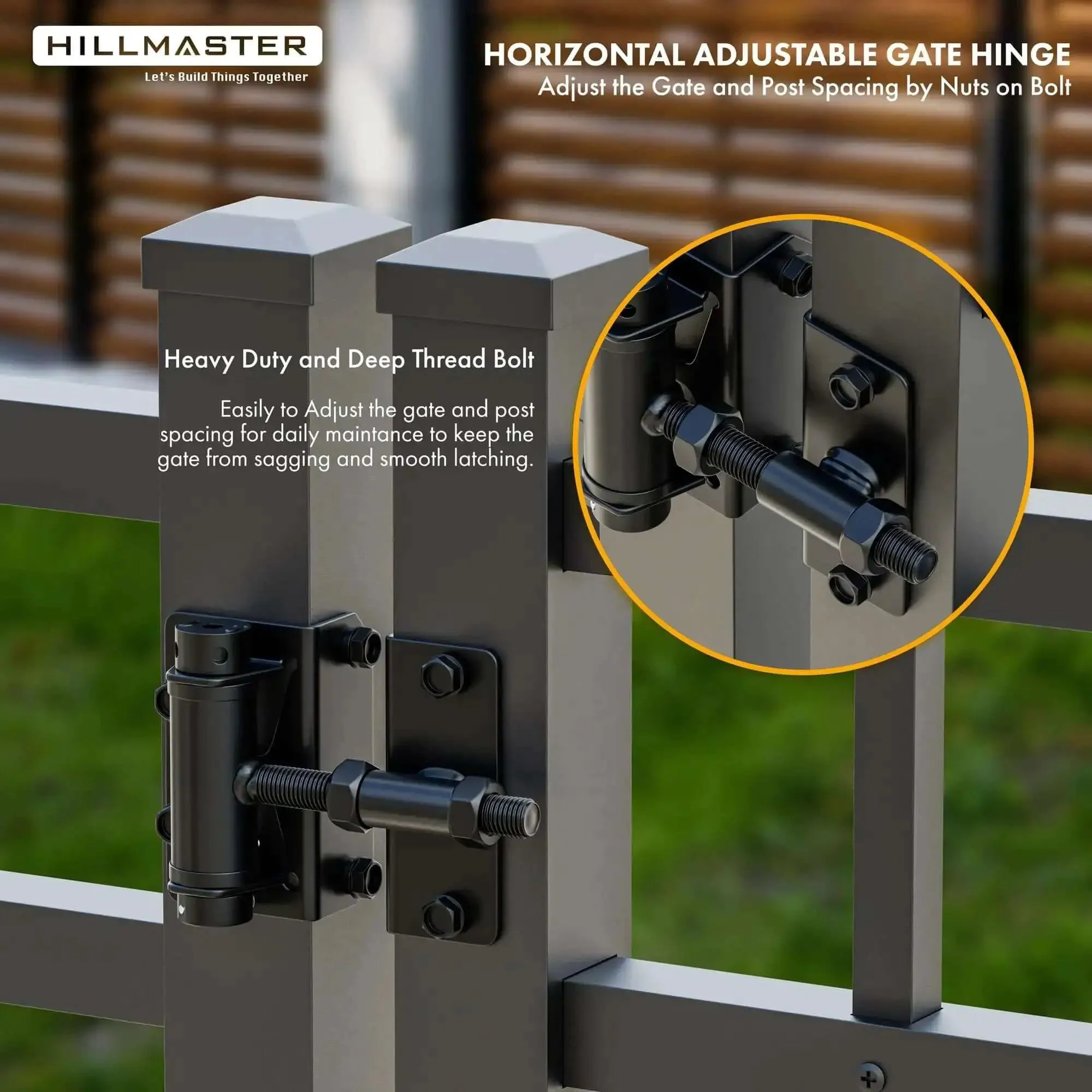 Built Tough Self Closing Gate Hinges For Metal Vinyl PVC Wood Fence With Adjustable Tension And 90 Degree Swing Gate Closer Hinges Gate Hardware Kit 2 Pack In Black Finish - Image 5