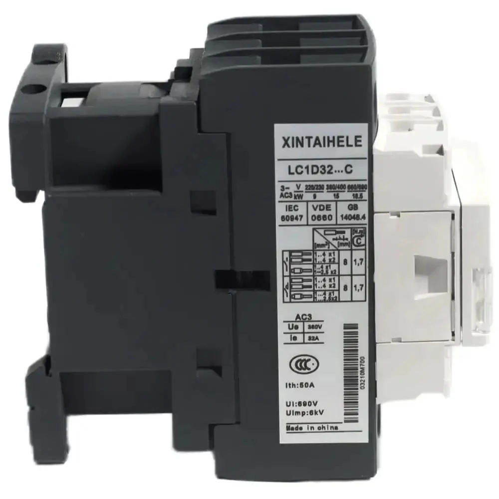 Built Tough Three Pole 30 Amp AC Contactor With 110 120V Coil, Normally Open and Normally Closed Contacts, 50 60Hz DIN Rail Mount Switch for Industrial Equipment - Image 3