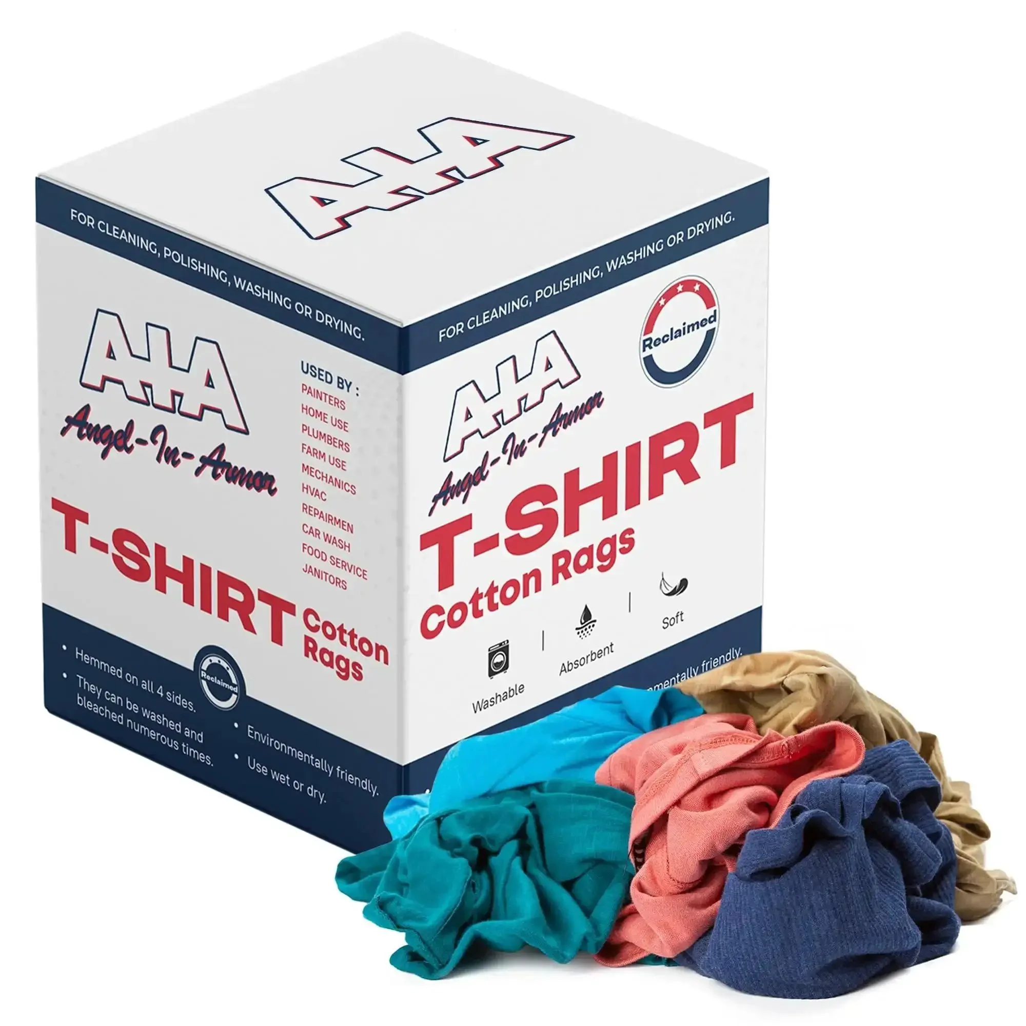 Bulk 25Lb Box Of Recycled Cotton Knit Shop Rags With Multi Color Low Lint Cleaning Rags For Mechanics And Auto Shops, Oil Changes, Industrial And Commercial Use, 250 Units For Quick Spill Cleanup