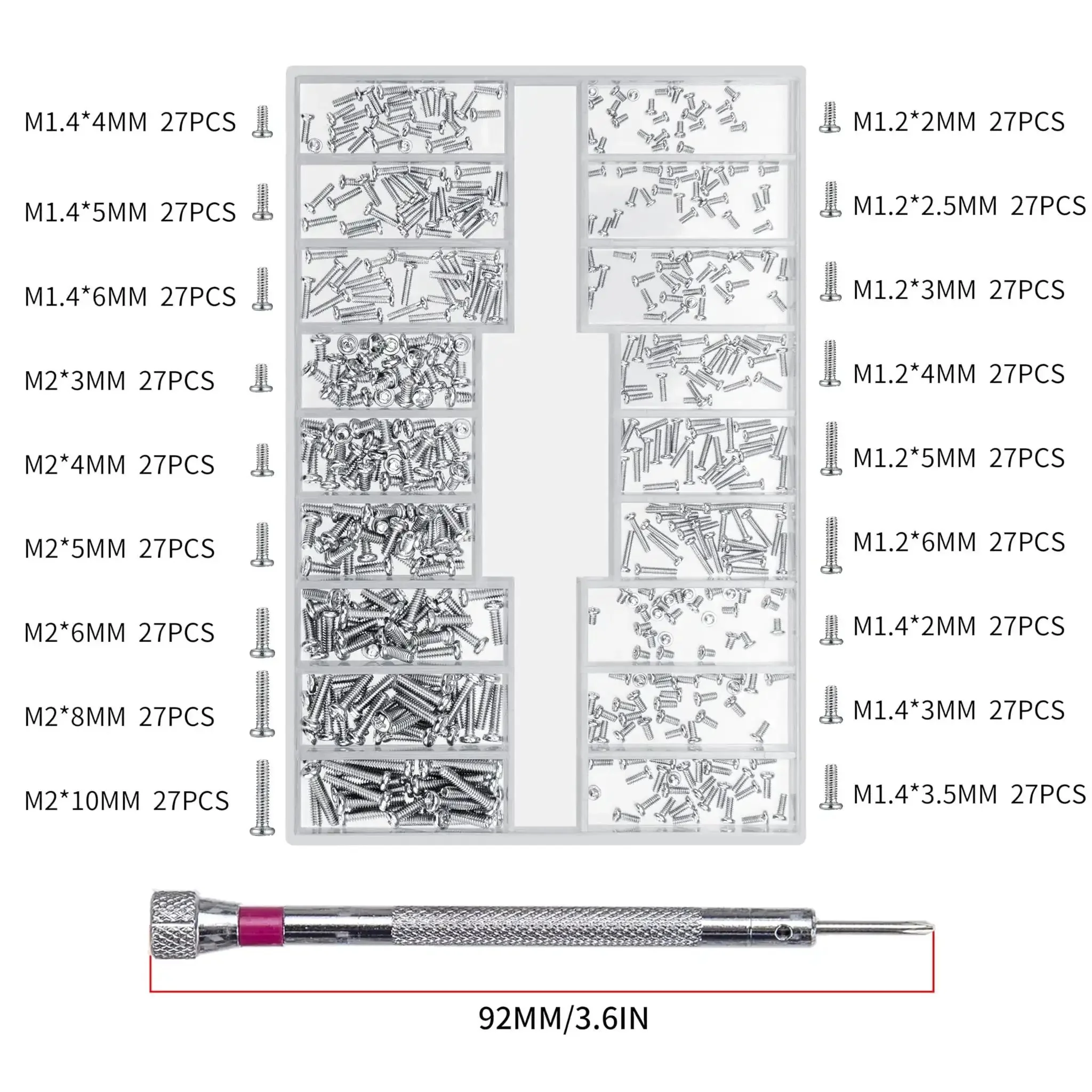 Bulk 500 Pcs Laptop Screws Set In M1.2 M1.4 And M2 Tiny Micro Screws For Electronics, DIY Computer Repair, Glasses, Watch, SSD And M.2 Hard Drive Fix, Replacement Hardware Kit For Laptops And Gadgets - Image 7