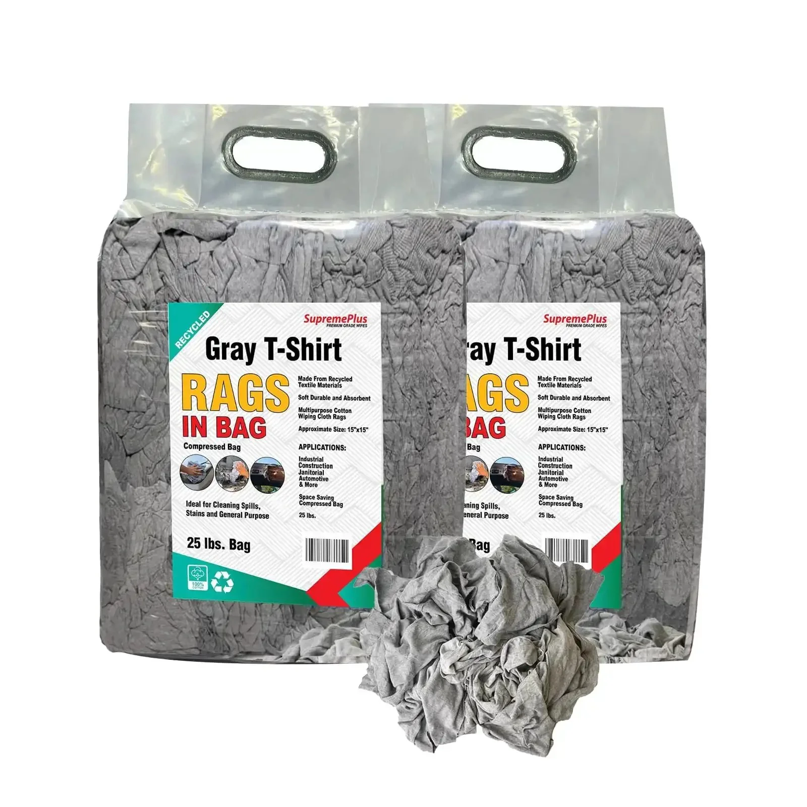 Bulk Recycled Gray T Shirt Rags 50 Lb Bag Cotton Cleaning Cloths For Garage Paint Dust Oil Wood And Multi Surface Wiping Great Absorbency For Quick Cleanup In Workshops And Industrial Environments