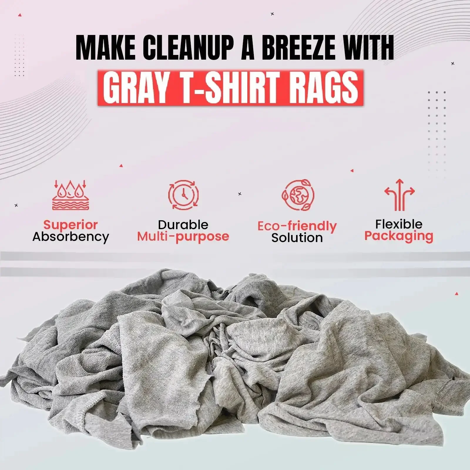 Bulk Recycled Gray T Shirt Rags 50 Lb Bag Cotton Cleaning Cloths For Garage Paint Dust Oil Wood And Multi Surface Wiping Great Absorbency For Quick Cleanup In Workshops And Industrial Environments - Image 6