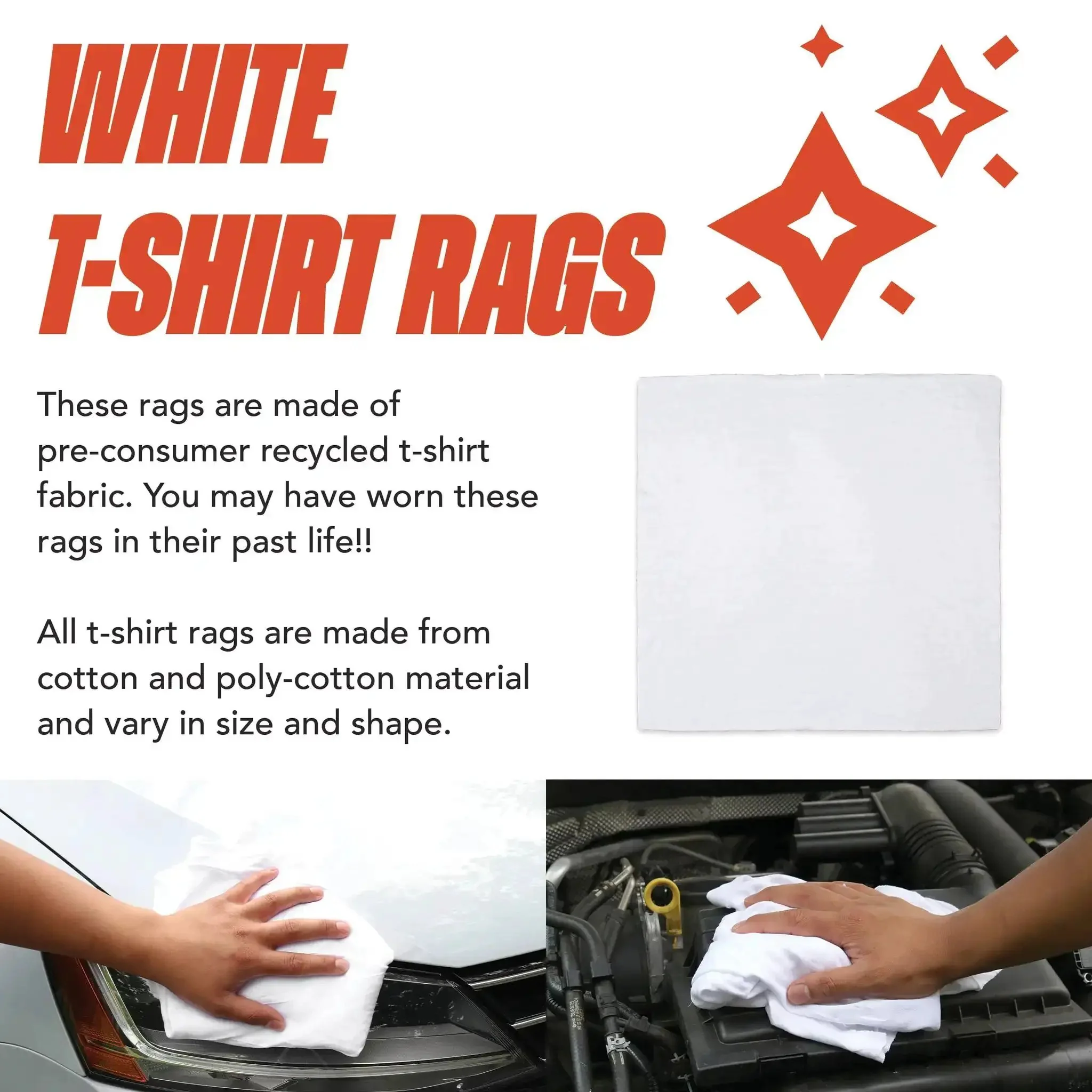 Bulk T Shirt Rags 5 Lb Box White Cotton Wiping Cloths For Paint, Stain, Grease Cleanup In Shop And Auto Use, Quick Dry, Machine Washable, Low Lint, Pro Grade Absorbent, Reusable Cleaning Towels - Image 7