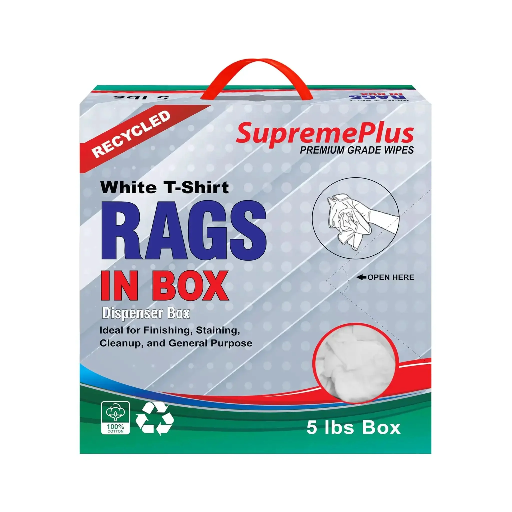 Bulk White Cotton Cleaning Rags Recycled T Shirt Rag Pack 5 Lb Compressed Box For Oil Grease Paint Stain Cleanup Auto Care Multipurpose Absorbent Garage Towels - Image 8