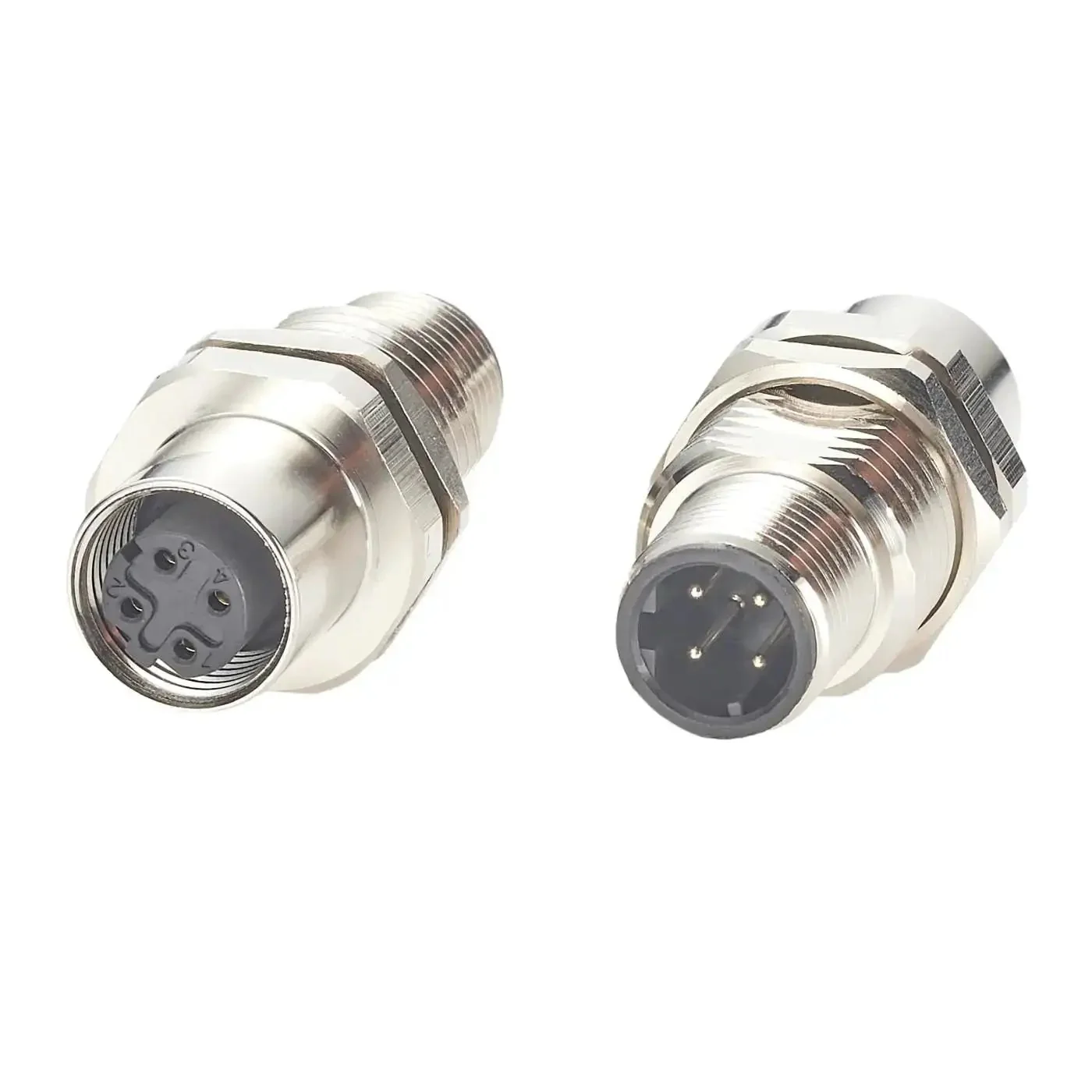 Bulkhead M12 D Code 4 Pin Male To Female Connector IP67 Shielded Wall Pass Thru Panel Mount Socket For Ethernet Cat5 EtherCAT PLC Sensor 2 Pack Industrial Grade Beefed Up Gold Plated Contacts Waterproof