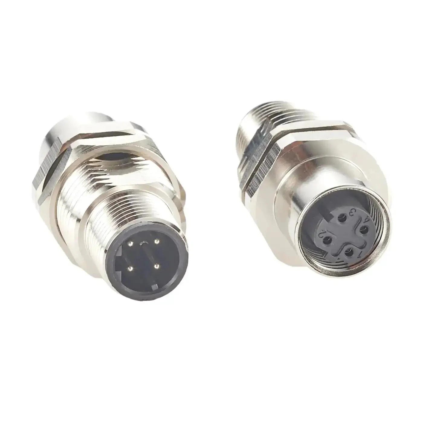 Bulkhead M12 D Code 4 Pin Male To Female Connector IP67 Shielded Wall Pass Thru Panel Mount Socket For Ethernet Cat5 EtherCAT PLC Sensor 2 Pack Industrial Grade Beefed Up Gold Plated Contacts Waterproof - Image 3