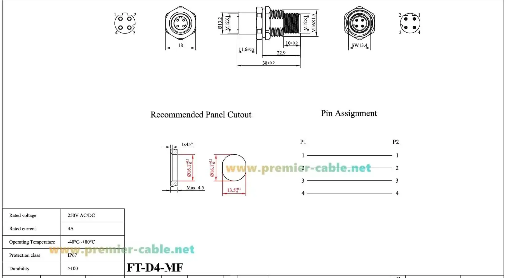 Bulkhead M12 D Code 4 Pin Male To Female Connector IP67 Shielded Wall Pass Thru Panel Mount Socket For Ethernet Cat5 EtherCAT PLC Sensor 2 Pack Industrial Grade Beefed Up Gold Plated Contacts Waterproof - Image 6