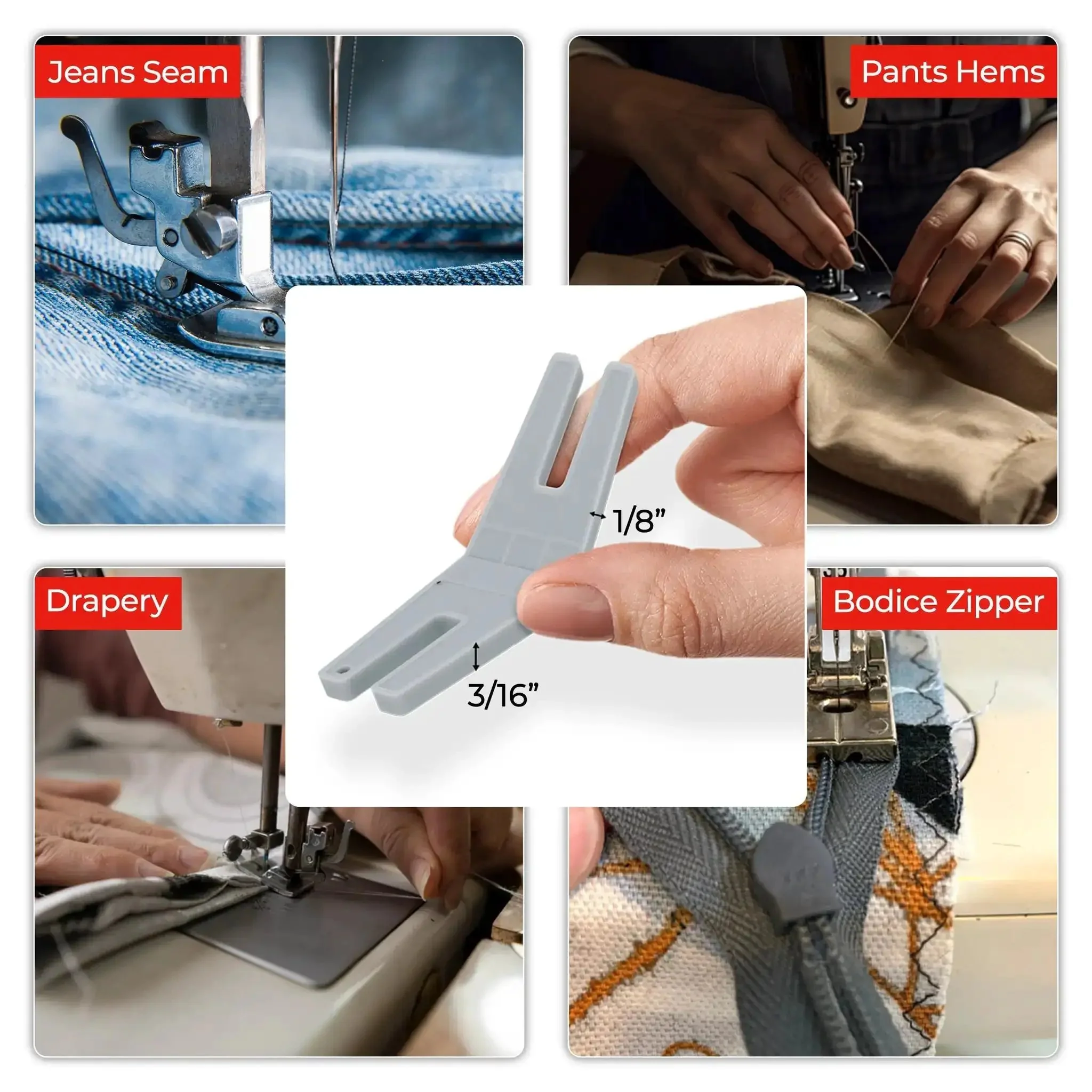 Bulky Fabric Hump Jumper Sewing Tool For Buttons And Denim Hemming Keeps Stitches On Point With Adjustable One Eighth Inch Height Two Heights For Smooth Seams No More Skipped Stitches Fits Most Sewing Machines - Image 4