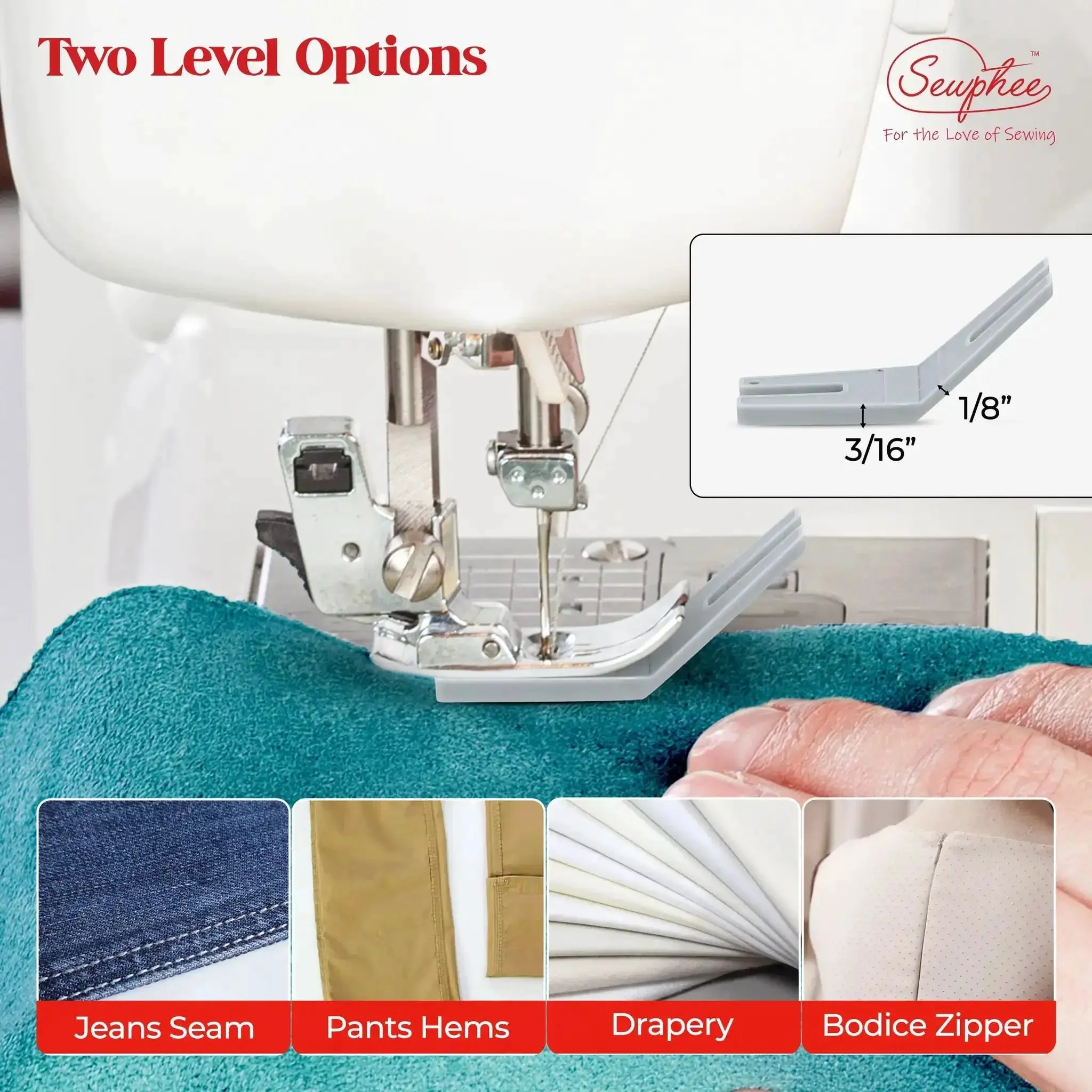 Bulky Fabric Hump Jumper Sewing Tool For Buttons And Denim Hemming Keeps Stitches On Point With Adjustable One Eighth Inch Height Two Heights For Smooth Seams No More Skipped Stitches Fits Most Sewing Machines - Image 5