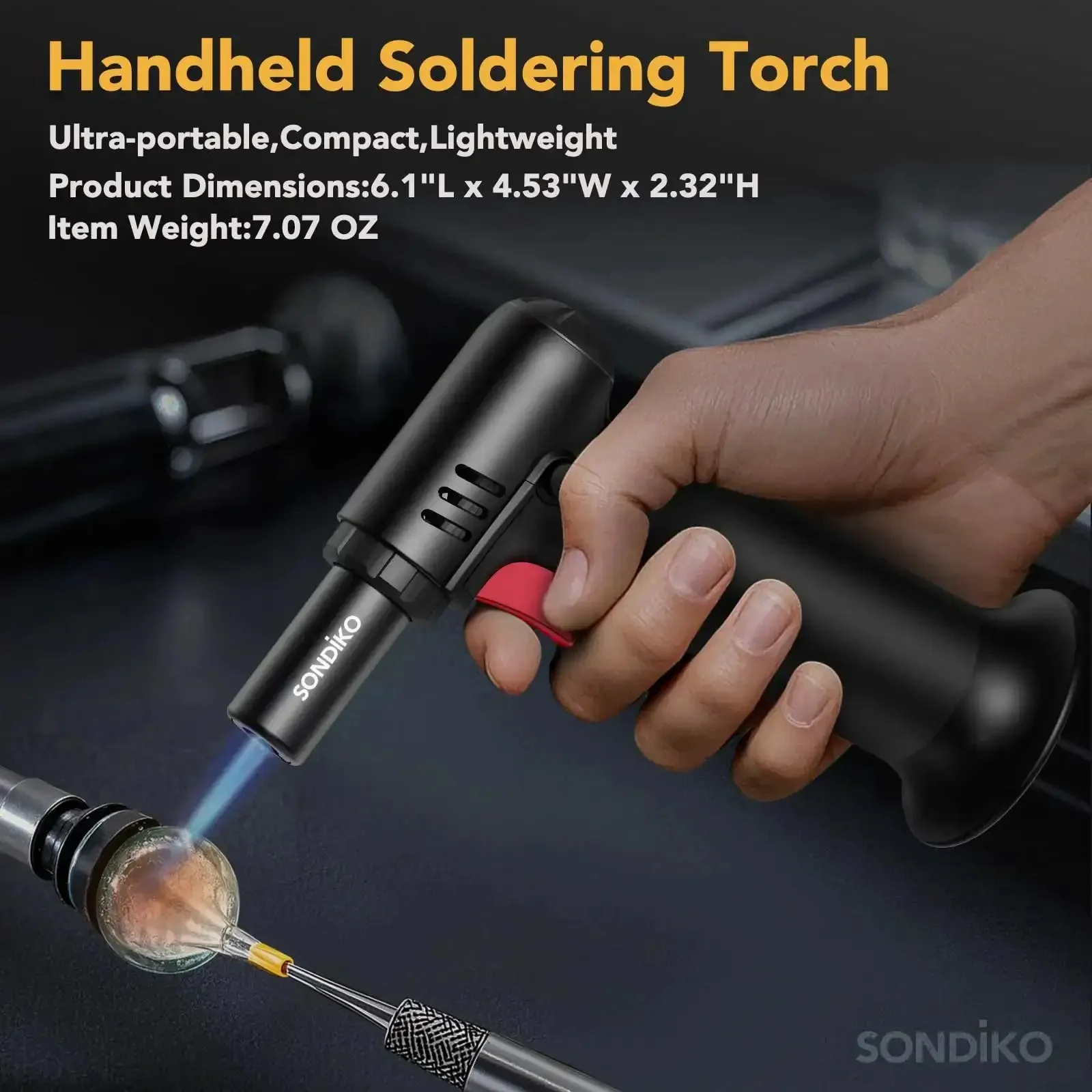 Butane Torch Lighter With Visible Fuel Window Refillable Soldering Torch With Adjustable Flame For Welding Resin Art And Industrial DIY Projects Easy One Handed Operation - Image 4