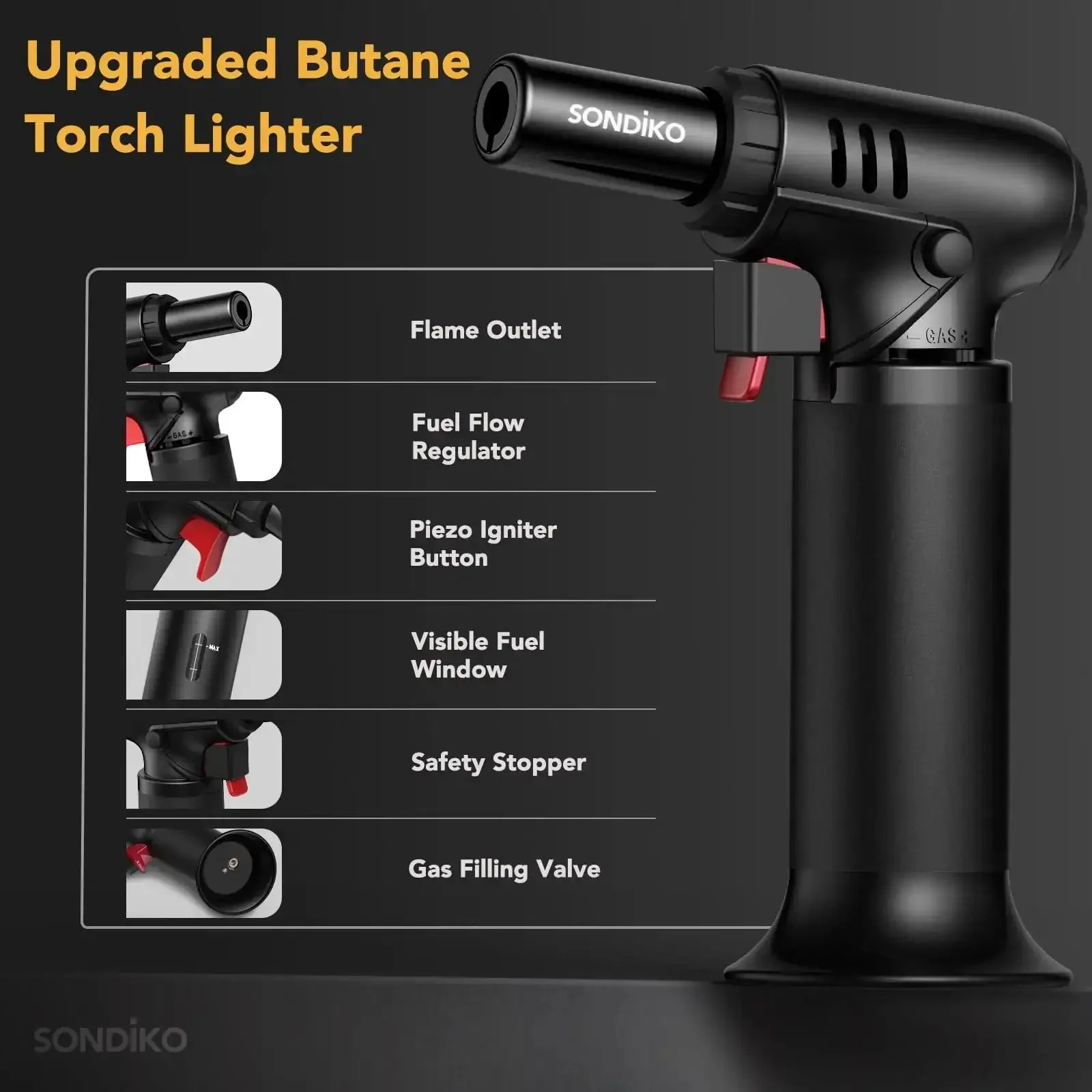 Butane Torch Lighter With Visible Fuel Window Refillable Soldering Torch With Adjustable Flame For Welding Resin Art And Industrial DIY Projects Easy One Handed Operation - Image 6