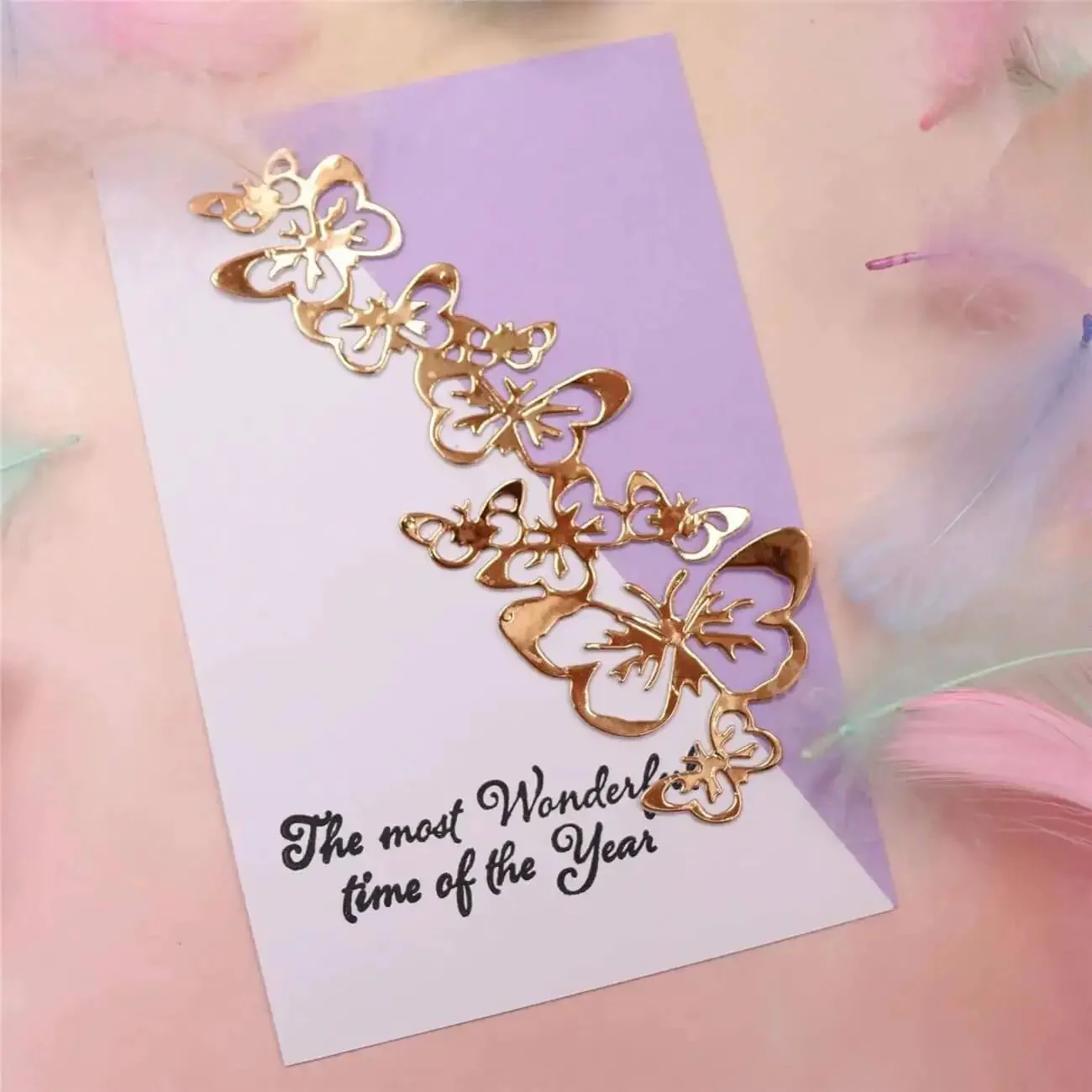 Butterfly String Dies For Card Making And Scrapbooking Dope Hollow Frame Metal Dies Embossing Tool DIY Punch Template For Paper Albums And Decor Four Piece Set Measuring 13.4 By 5.3 Cm